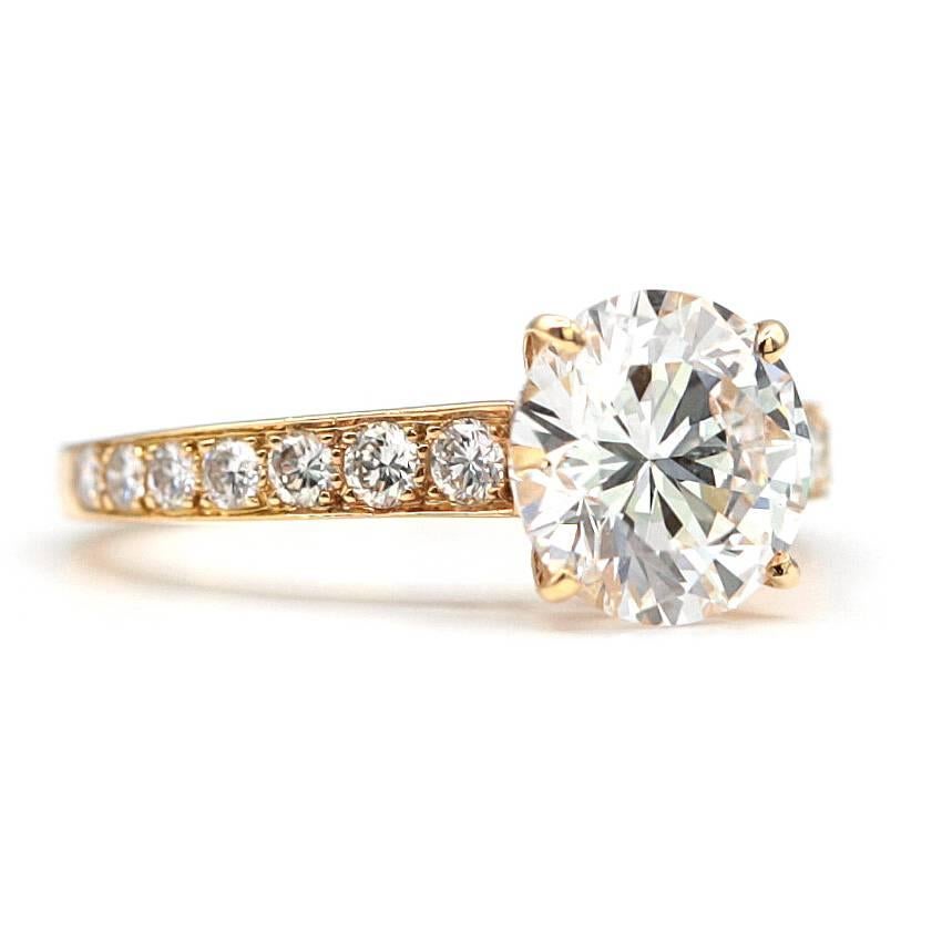 Women's or Men's Cartier paved solitary 1985 Diamond Engagement Ring set with 2.02 Cts. D VS1 GIA