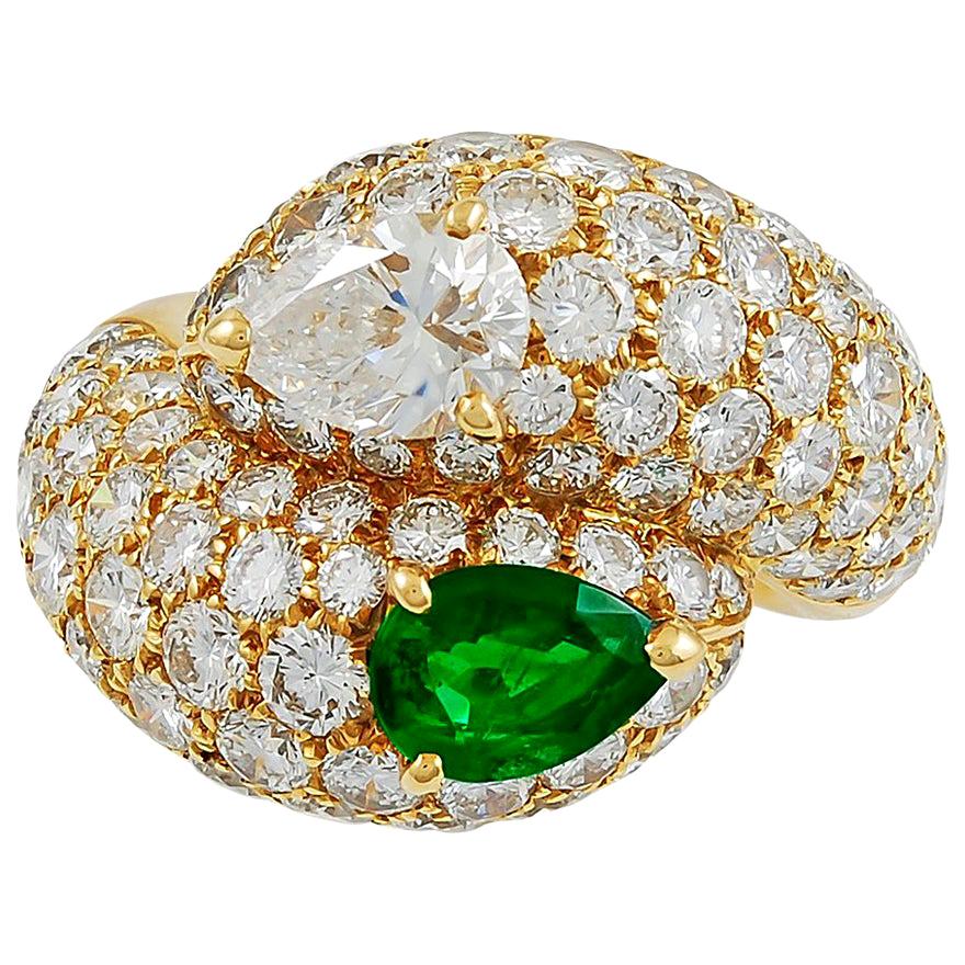 Cartier Enamel Emerald Gold Snake Ring at 1stDibs