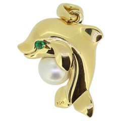Cartier Pearl and Emerald Dolphin Pendant