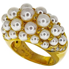 Cartier Pearl Diamond 18 Karat Yellow Gold Andromaque Ring