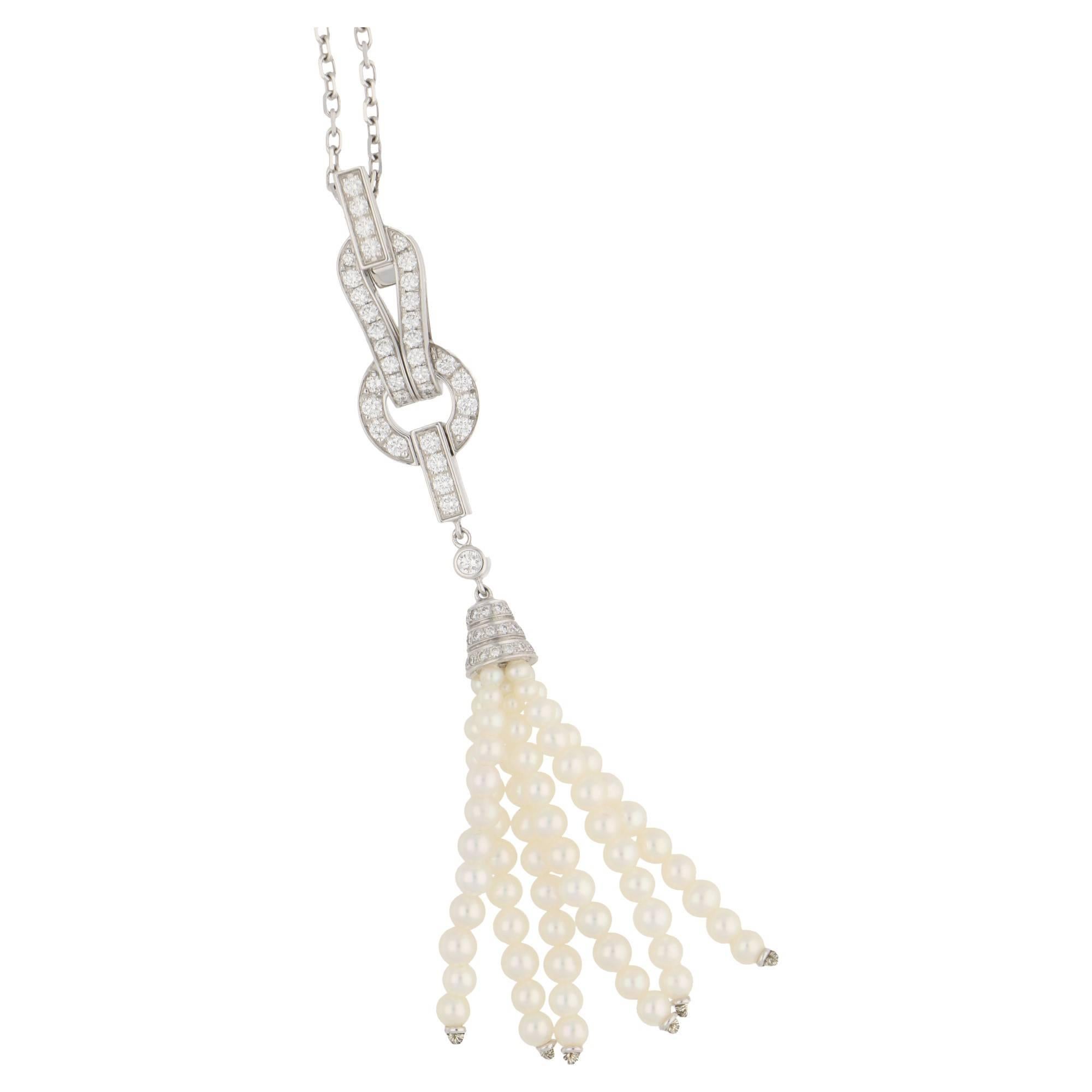Cartier Pearl Diamond Gold Tassel Necklace