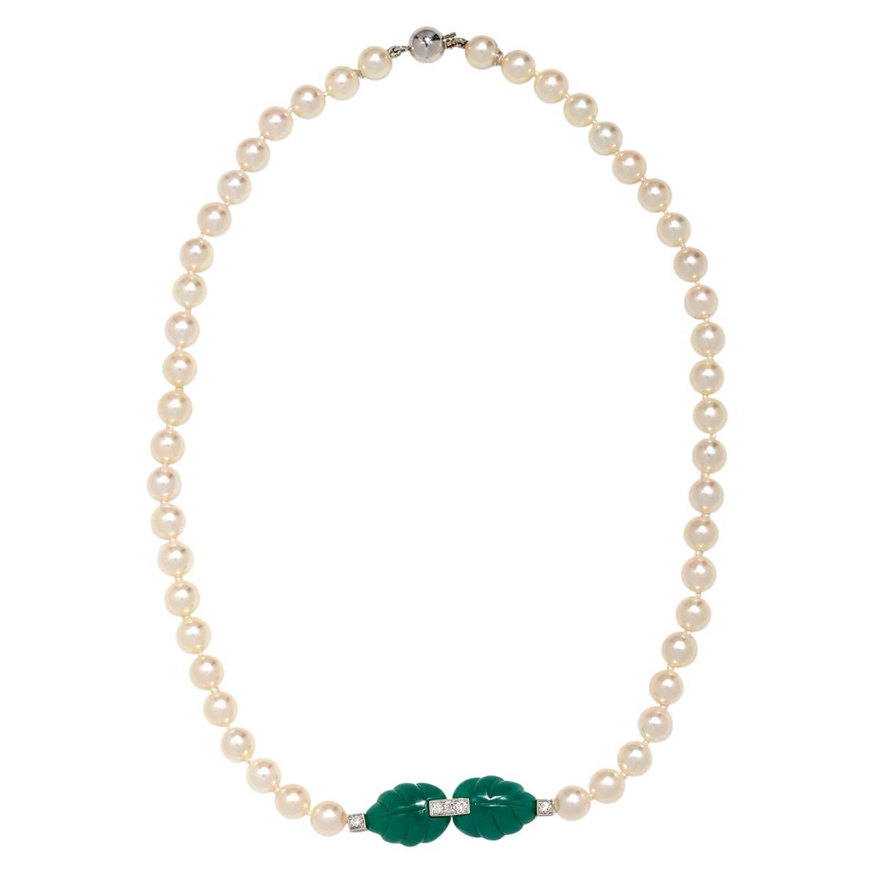 Cartier Pearl Gold and Stone Set Necklace