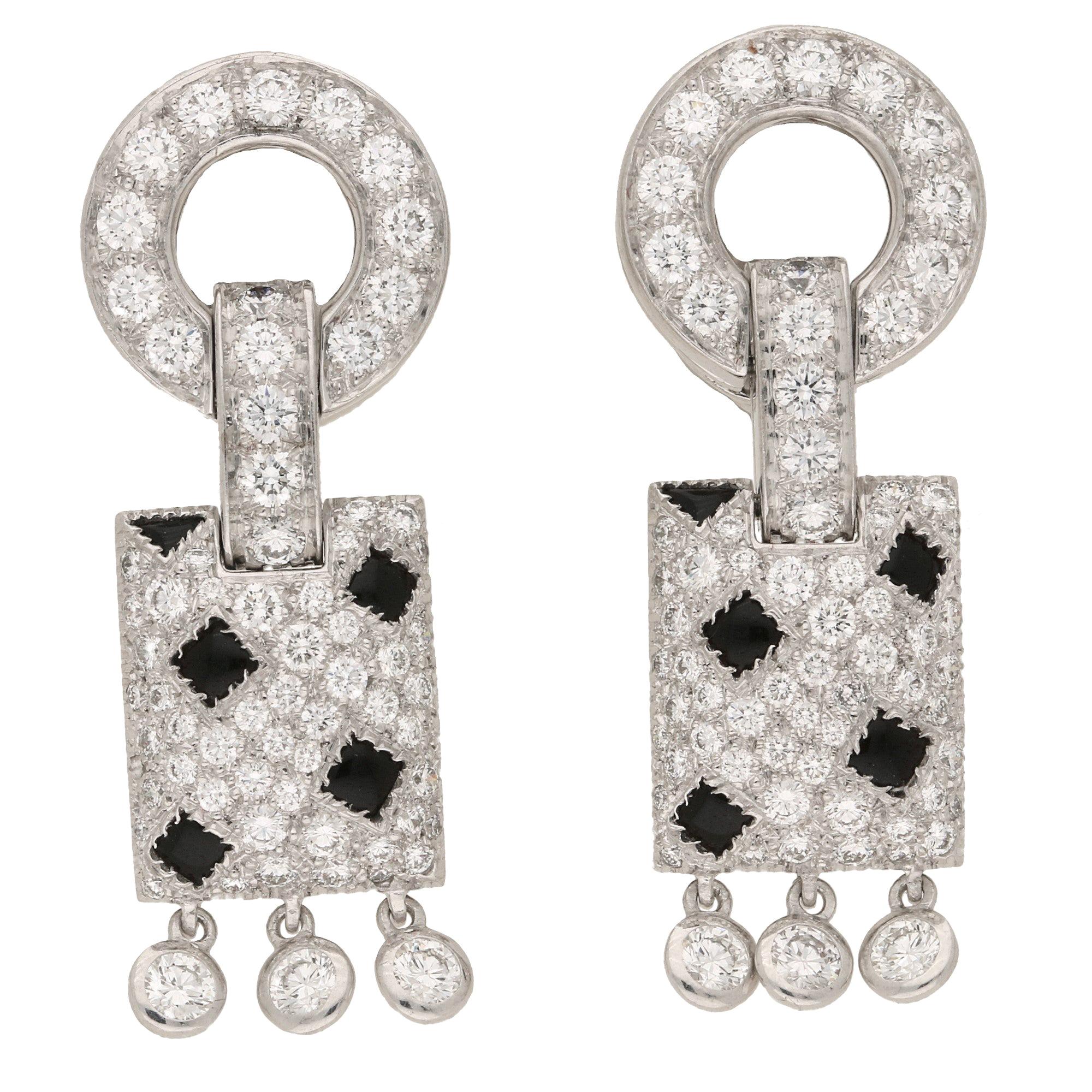 Cartier Pelage Panther Earrings in 18K White Gold, Diamond and Onyx