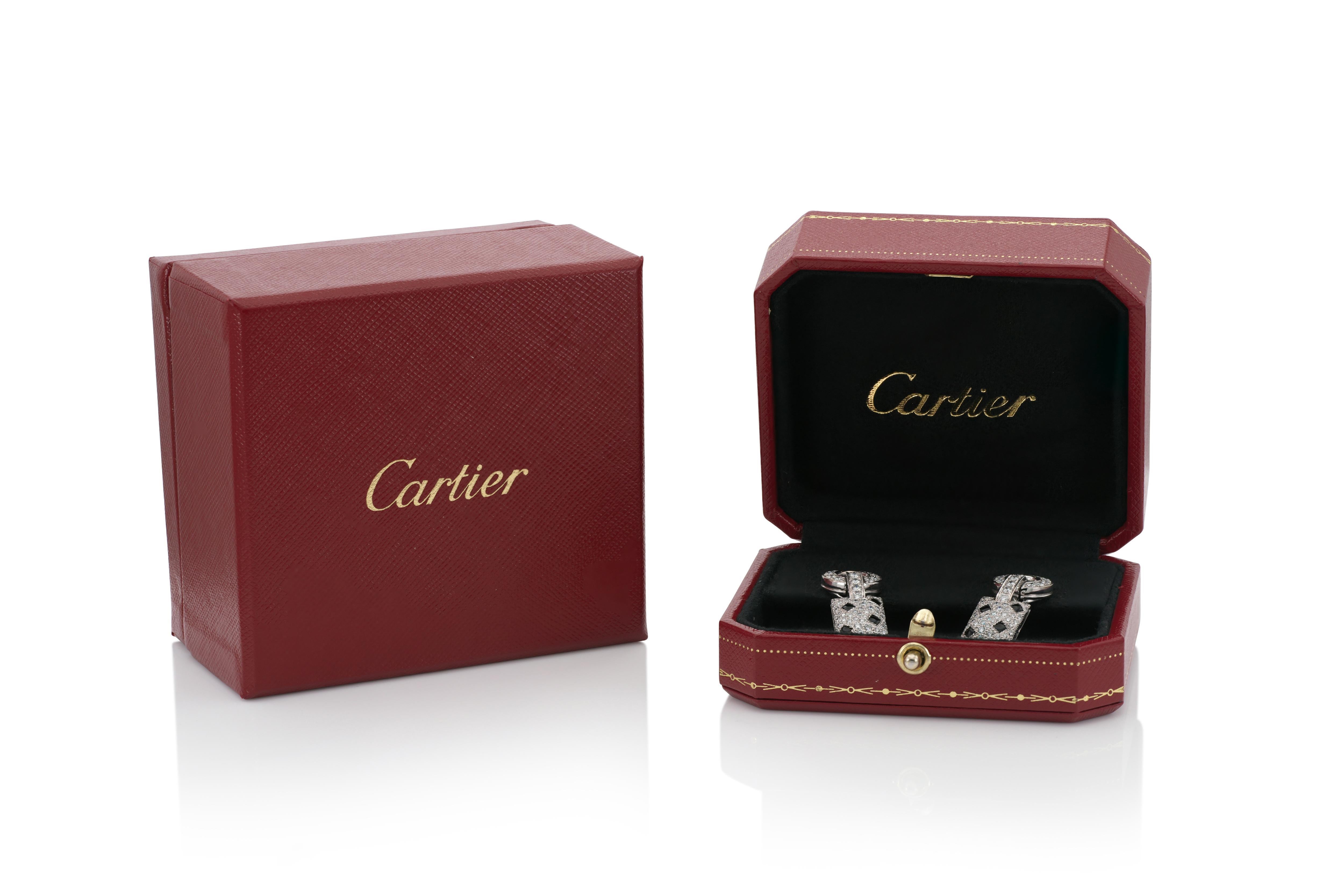 Women's Cartier Pelage Panthere Diamond and Onyx Dangle Earrings For Sale