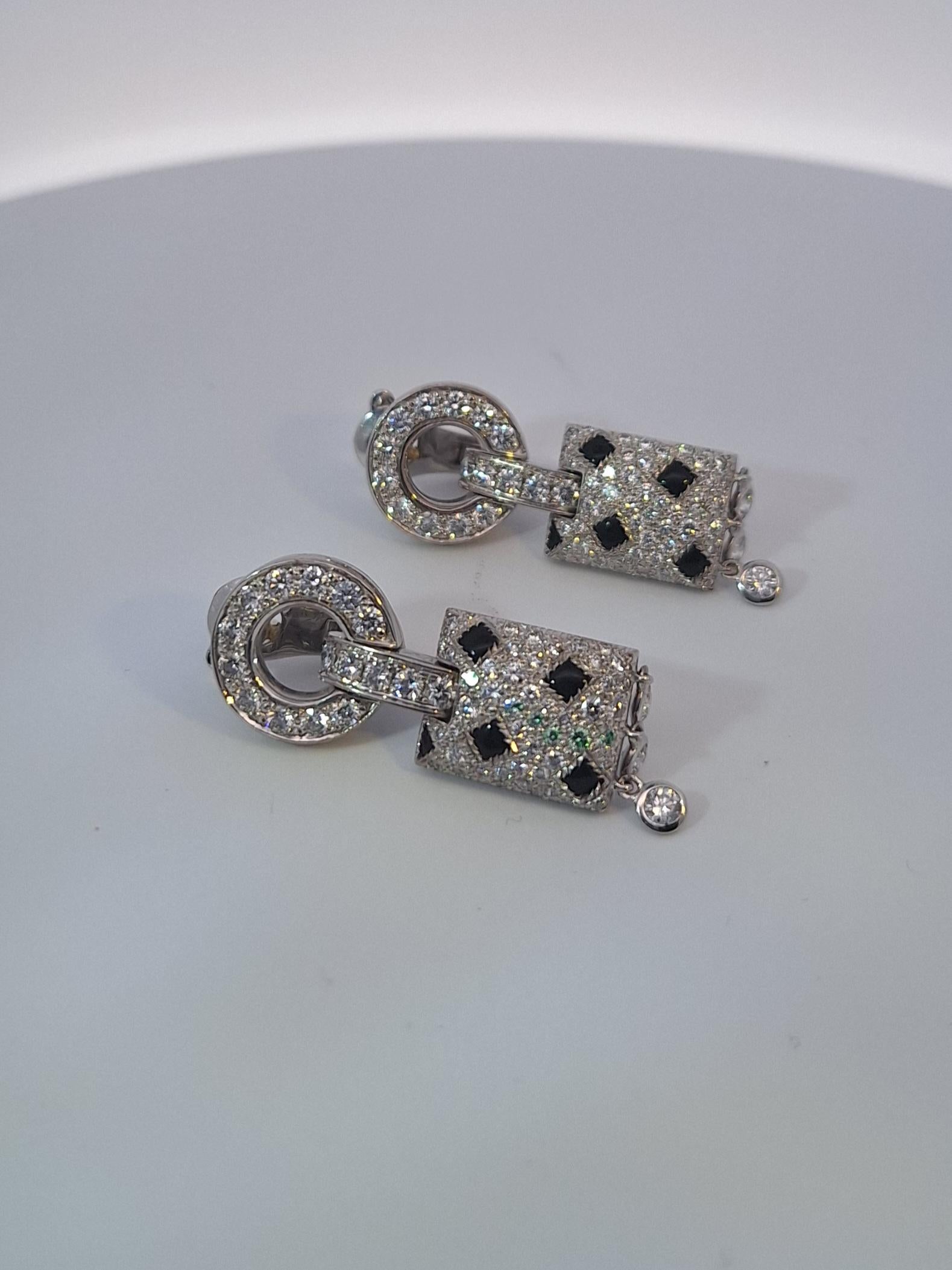 Women's or Men's Cartier 'Pelage Panthère' Diamond and Onyx Earrings For Sale