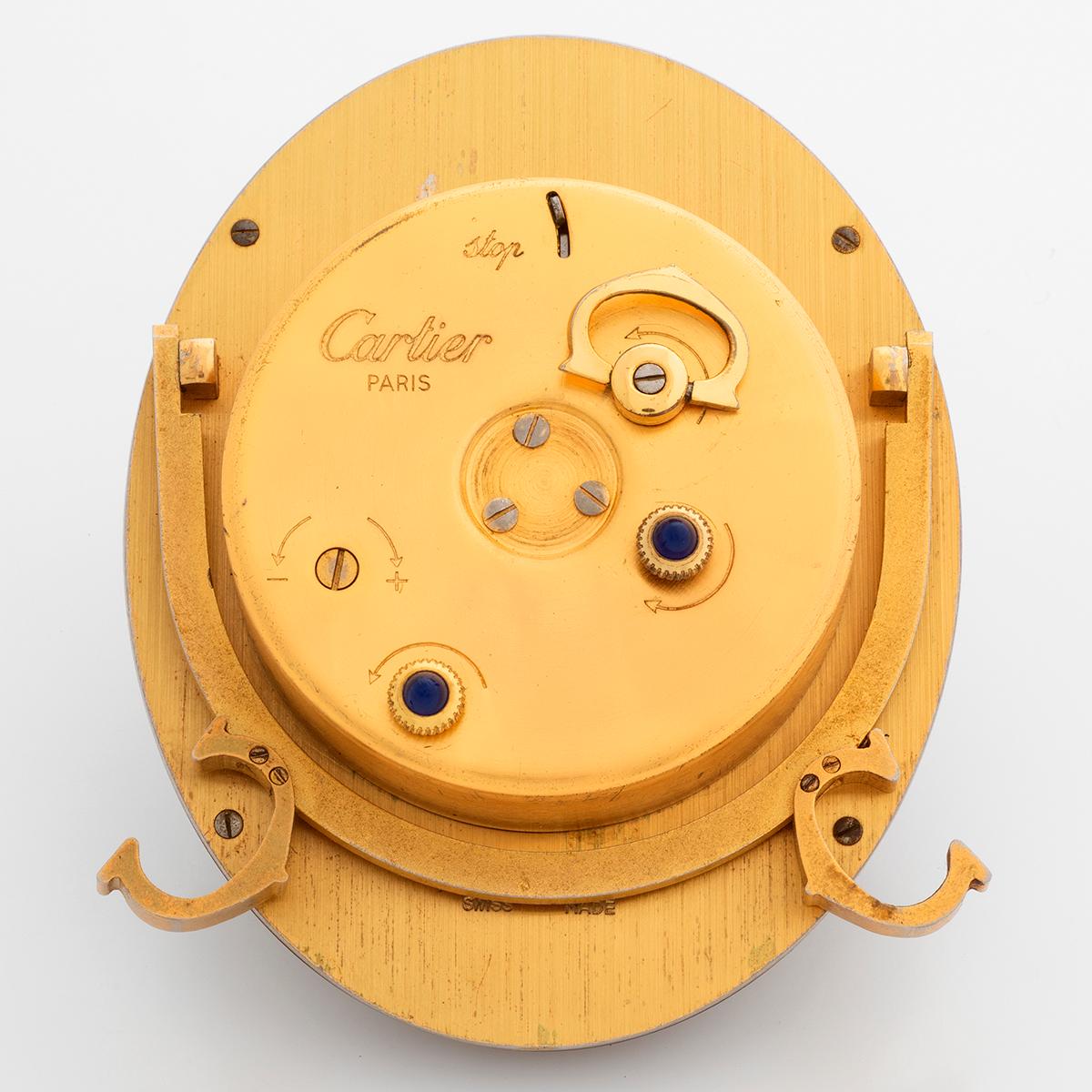 Cartier Pendulette- Alarmuhr, mechanisch gewickelt, 90 mm x 75 mm, um 1980 im Angebot 1
