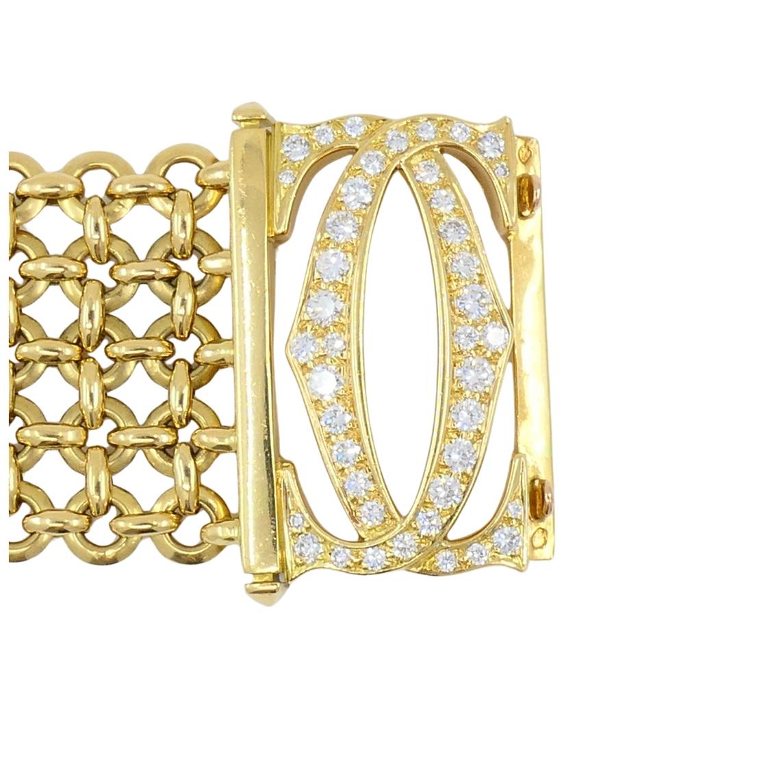 Cartier Penélope Pulsera Doble C Oro 18k Diamantes Pulsera Link en Excelente estado para la venta en Beverly Hills, CA