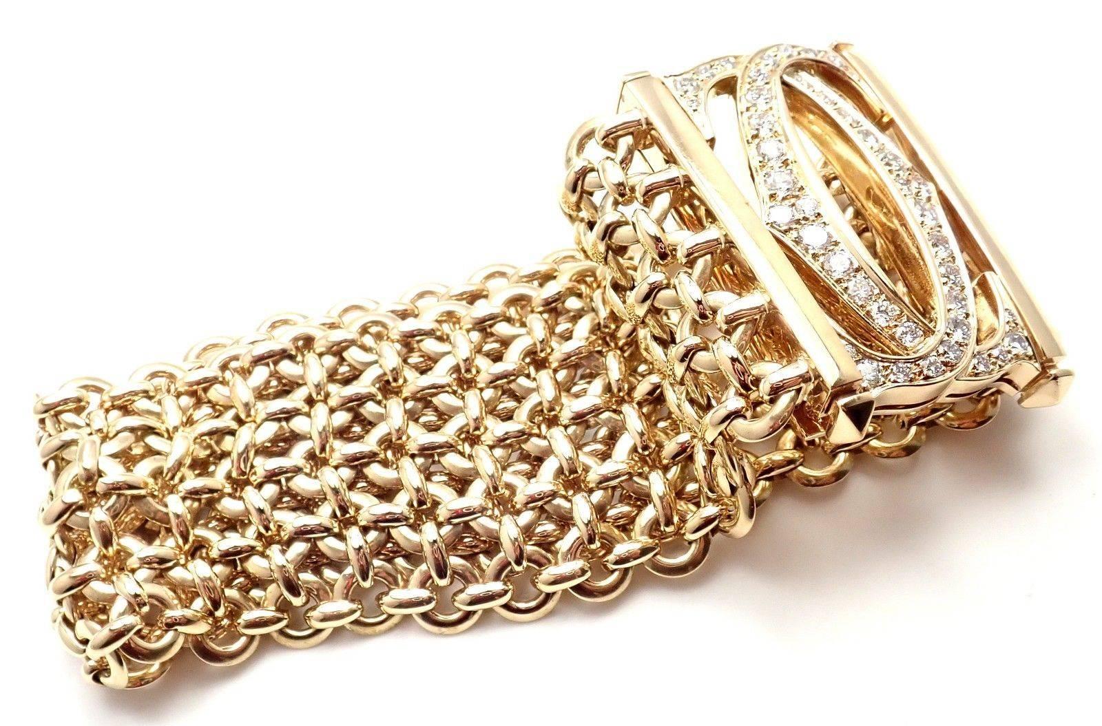 Cartier Penelope Diamond Double C Five-Row Yellow Gold Bracelet In New Condition In Holland, PA