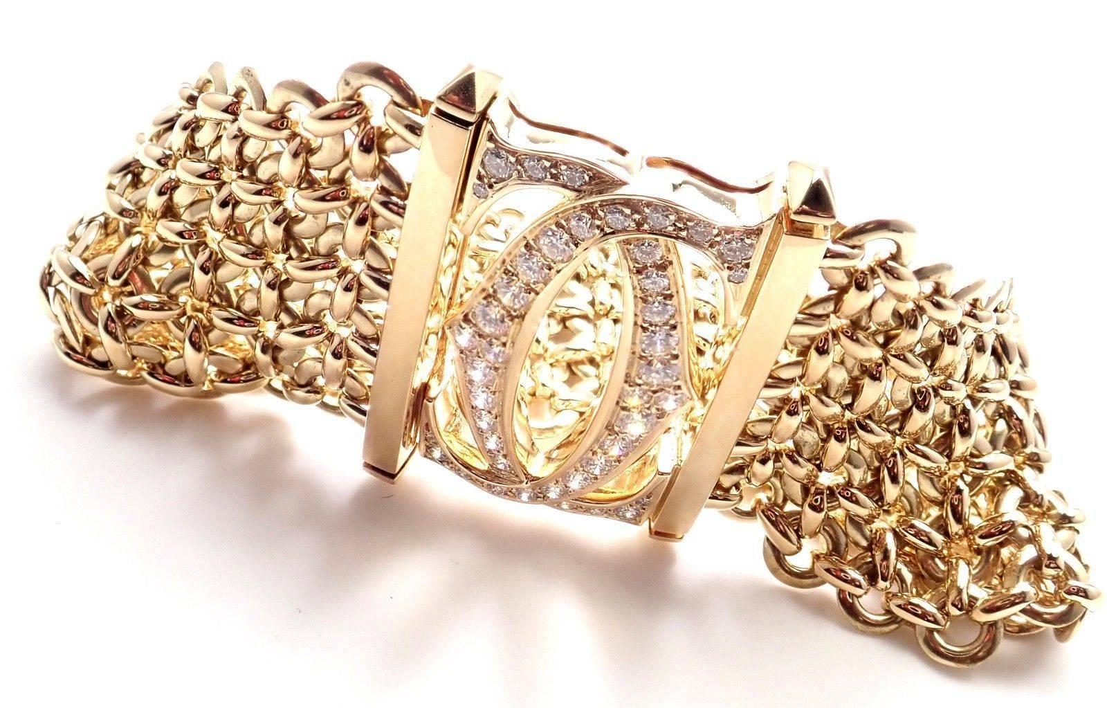 Women's or Men's Cartier Penelope Diamond Double C Five-Row Yellow Gold Bracelet