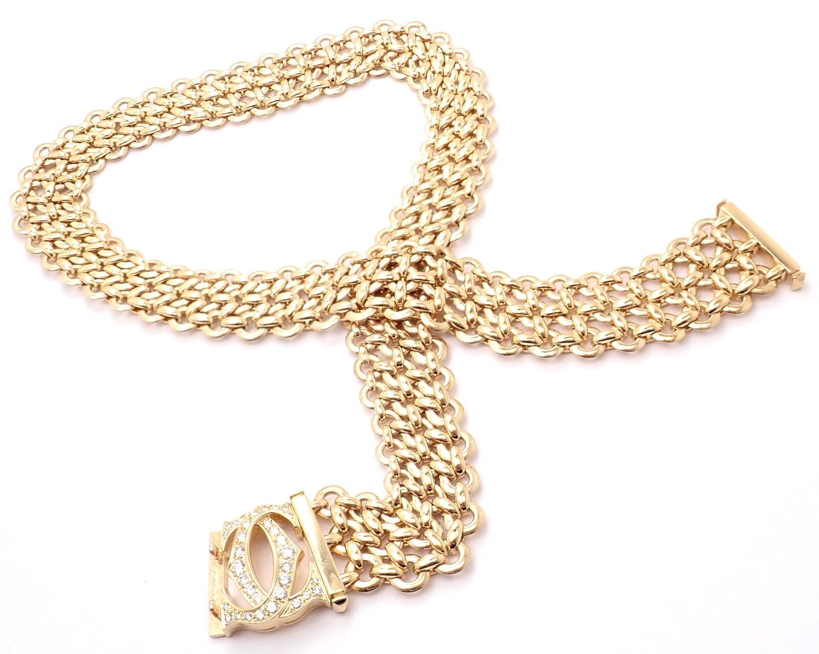 Cartier Penelope Diamond Double C Three Row Yellow Gold Necklace For Sale 1