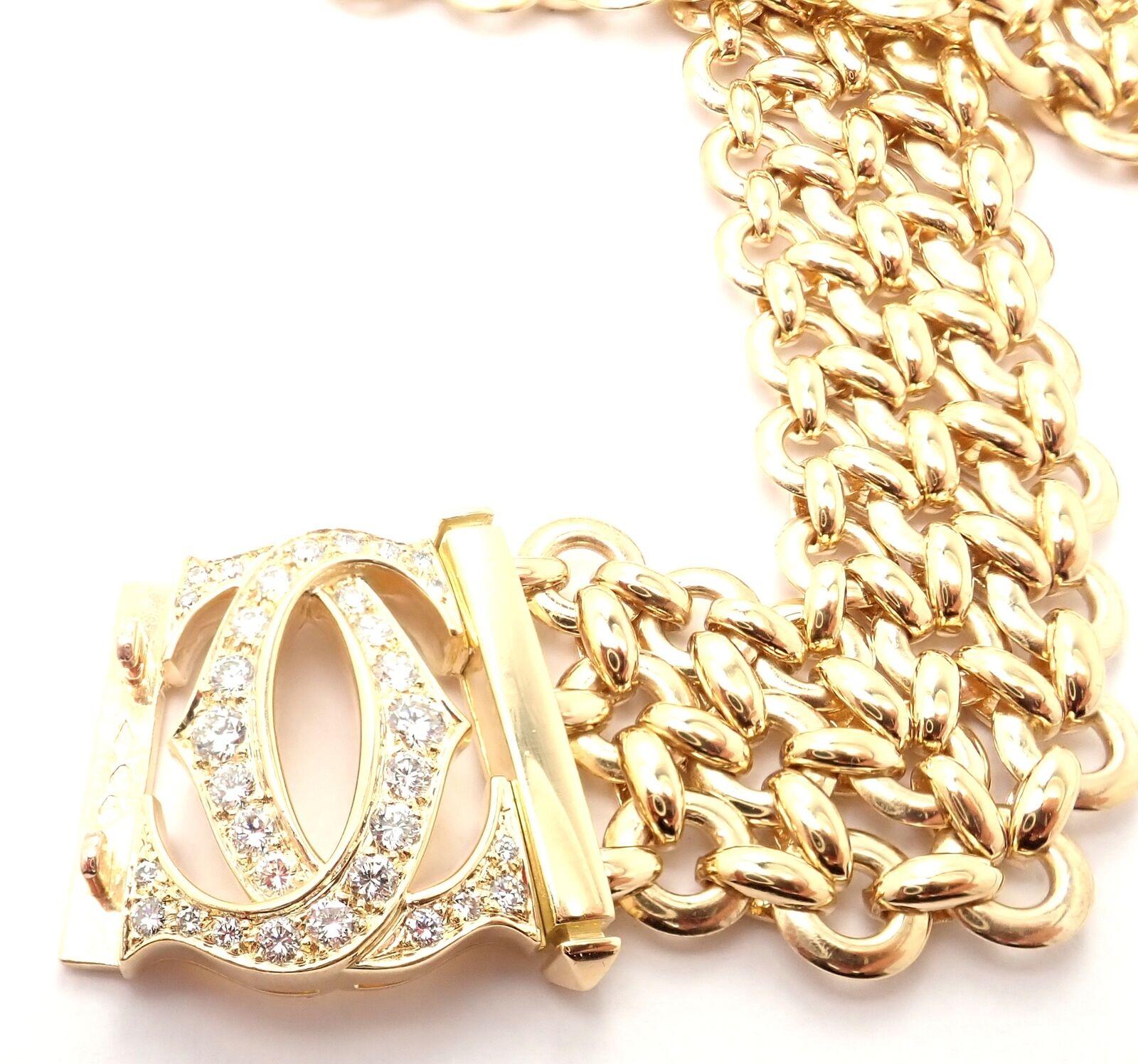 Cartier Penelope Diamond Double C Three Row Yellow Gold Necklace For Sale 2
