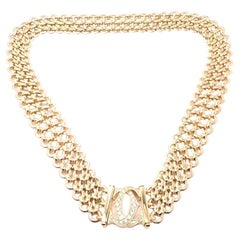 Vintage Cartier Penelope Diamond Double C Three Row Yellow Gold Necklace