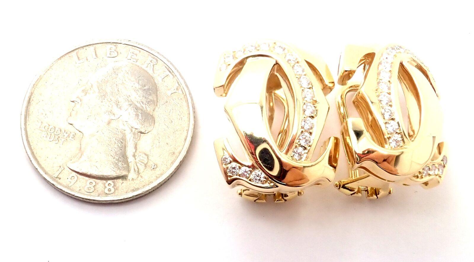 Cartier Penelope Double C Diamond Large Yellow Gold Earrings 4