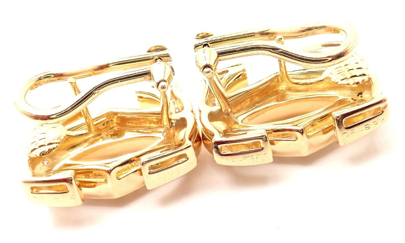 Brilliant Cut Cartier Penelope Double C Diamond Large Yellow Gold Earrings For Sale