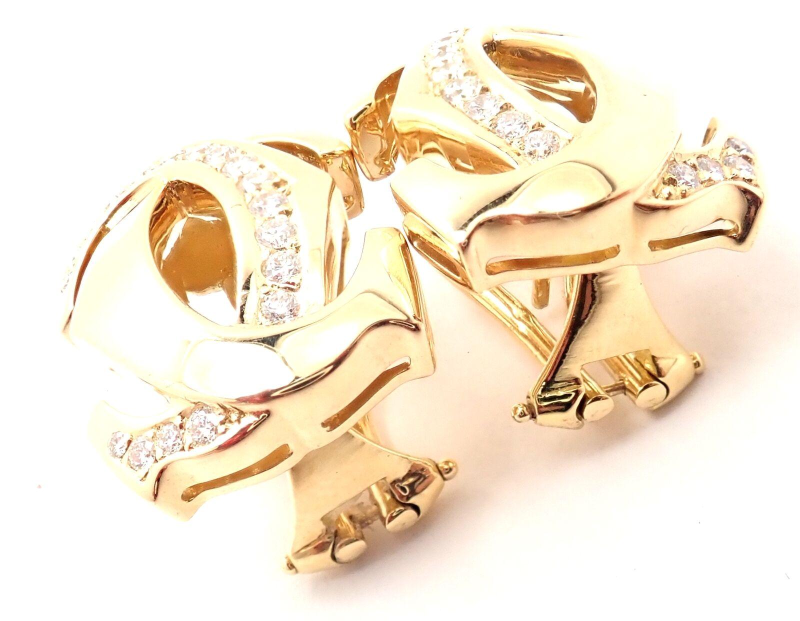 Women's or Men's Cartier Penelope Double C Diamond Large Yellow Gold Earrings