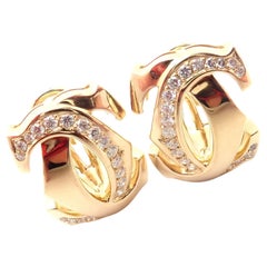 Cartier Penelope Double C Diamond Large Yellow Gold Earrings