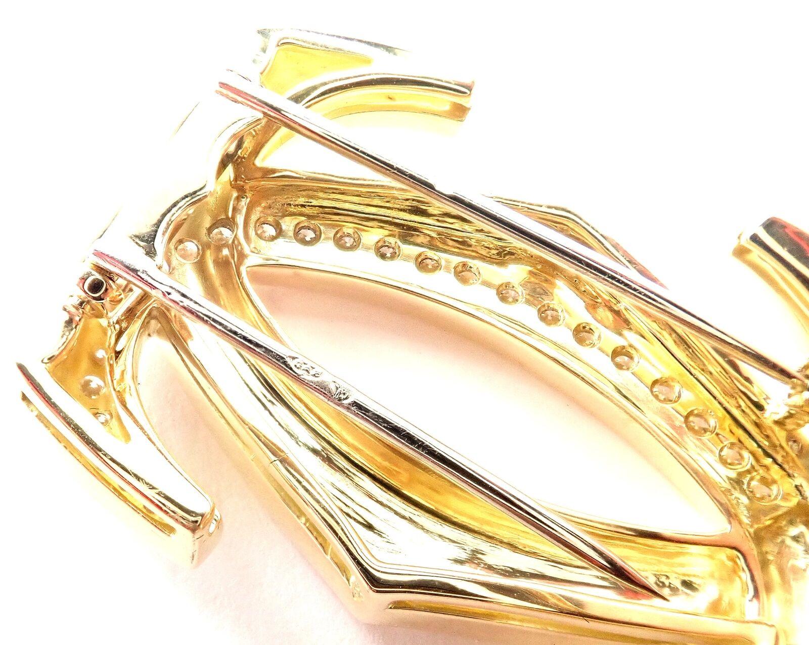 Cartier Penelope Double C Diamond Large Yellow Gold Pin Brooch 2