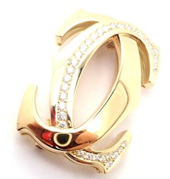 Cartier Penelope Double C Diamond Large Yellow Gold Pin Brooch