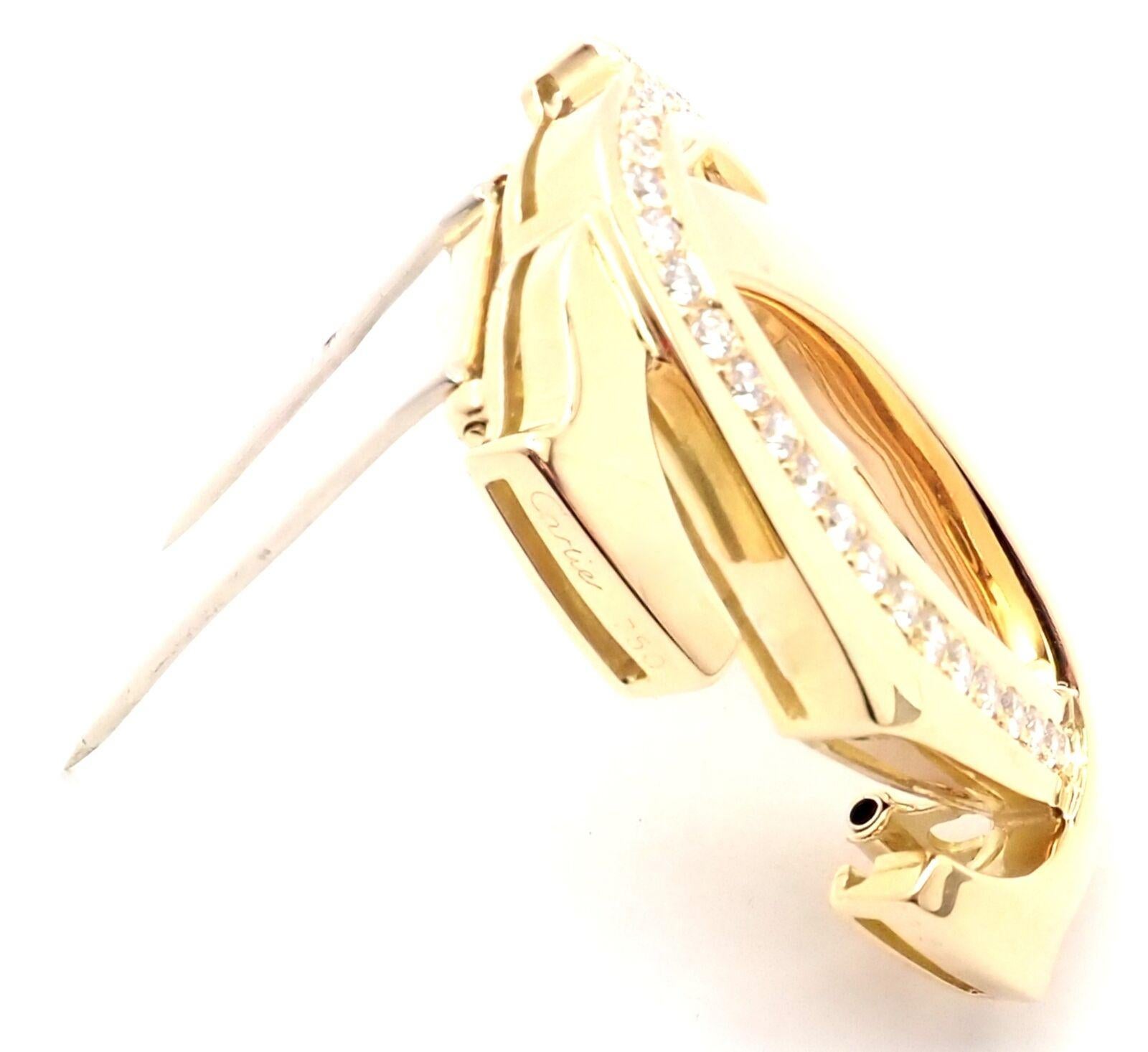Cartier Penelope Double C Diamant Große Gelbgold Anstecknadelbrosche für Damen oder Herren im Angebot