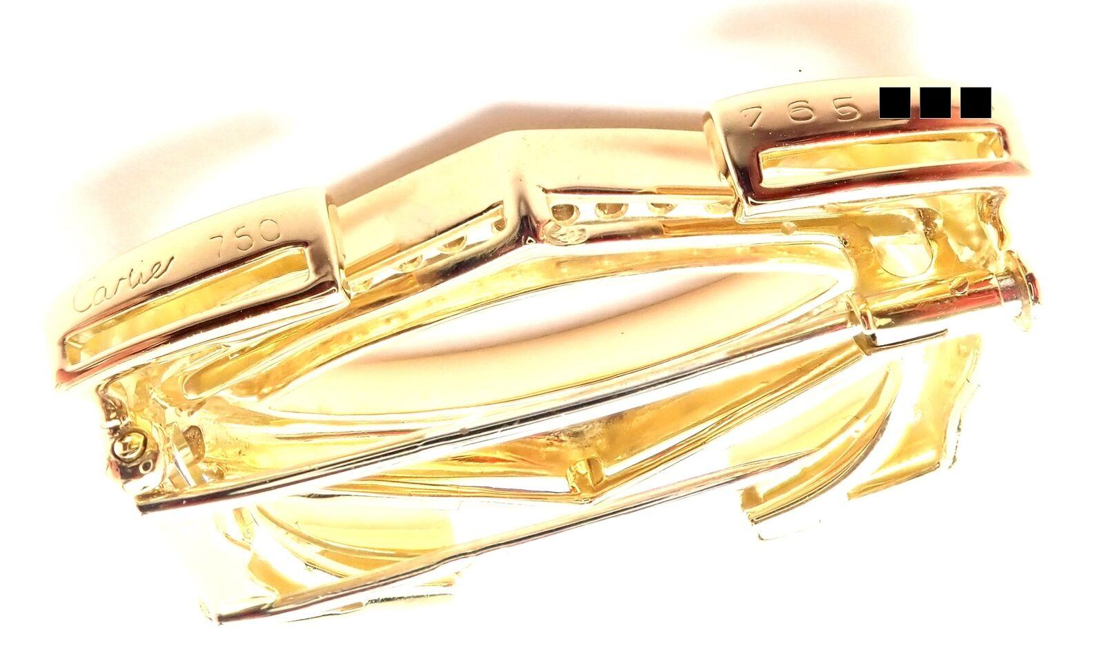 Cartier Penelope Double C Diamant Große Gelbgold Anstecknadelbrosche im Angebot 4