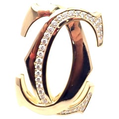 Cartier Penelope Double C Diamond Large Yellow Gold Pin Brooch