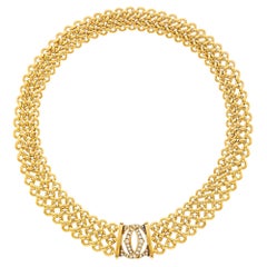 Cartier 'Penelope' 'Double C' Gold and Diamond Necklace