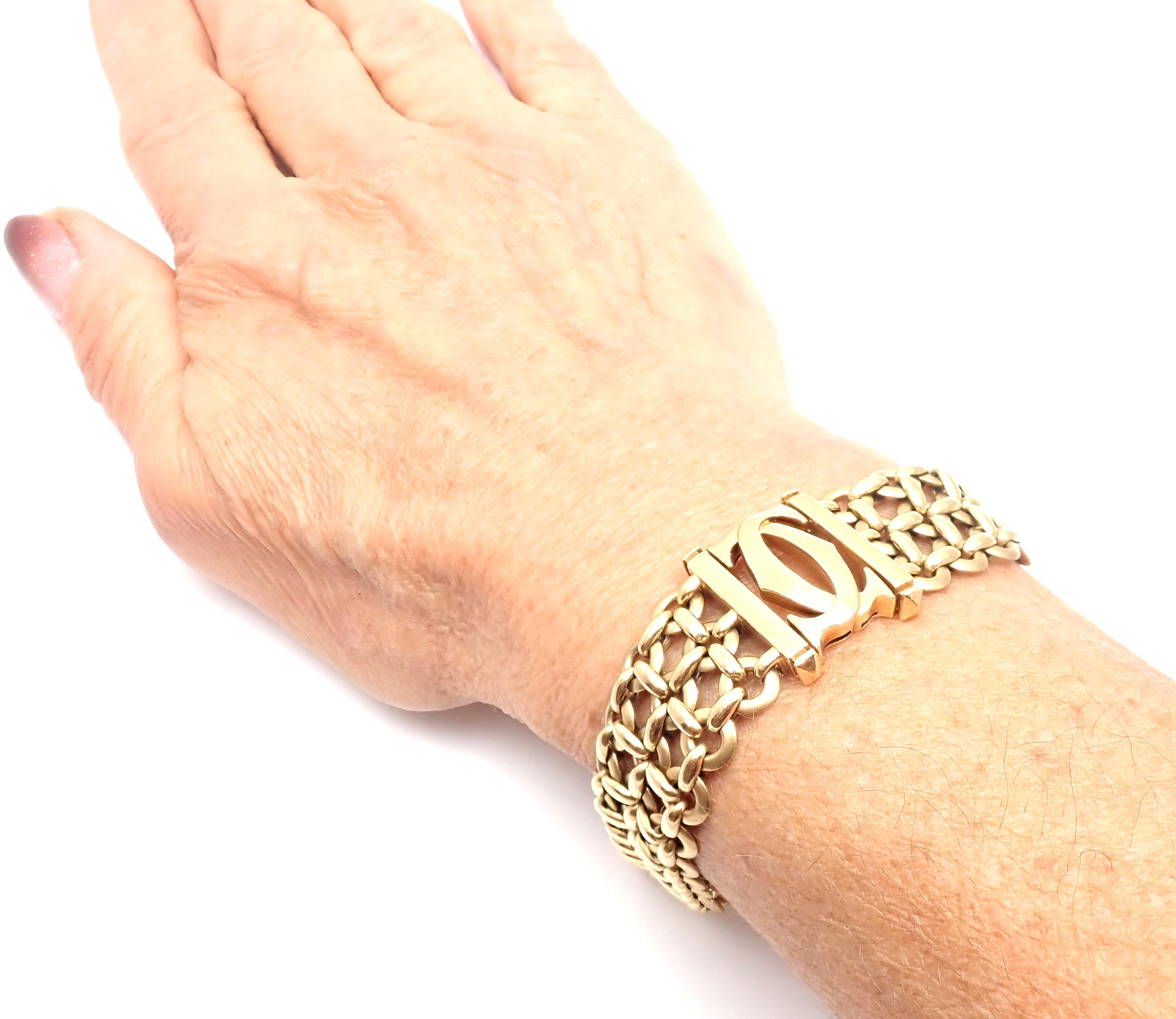 Cartier Penelope Double C Three-Row Yellow Gold Link Bracelet In Excellent Condition In Holland, PA