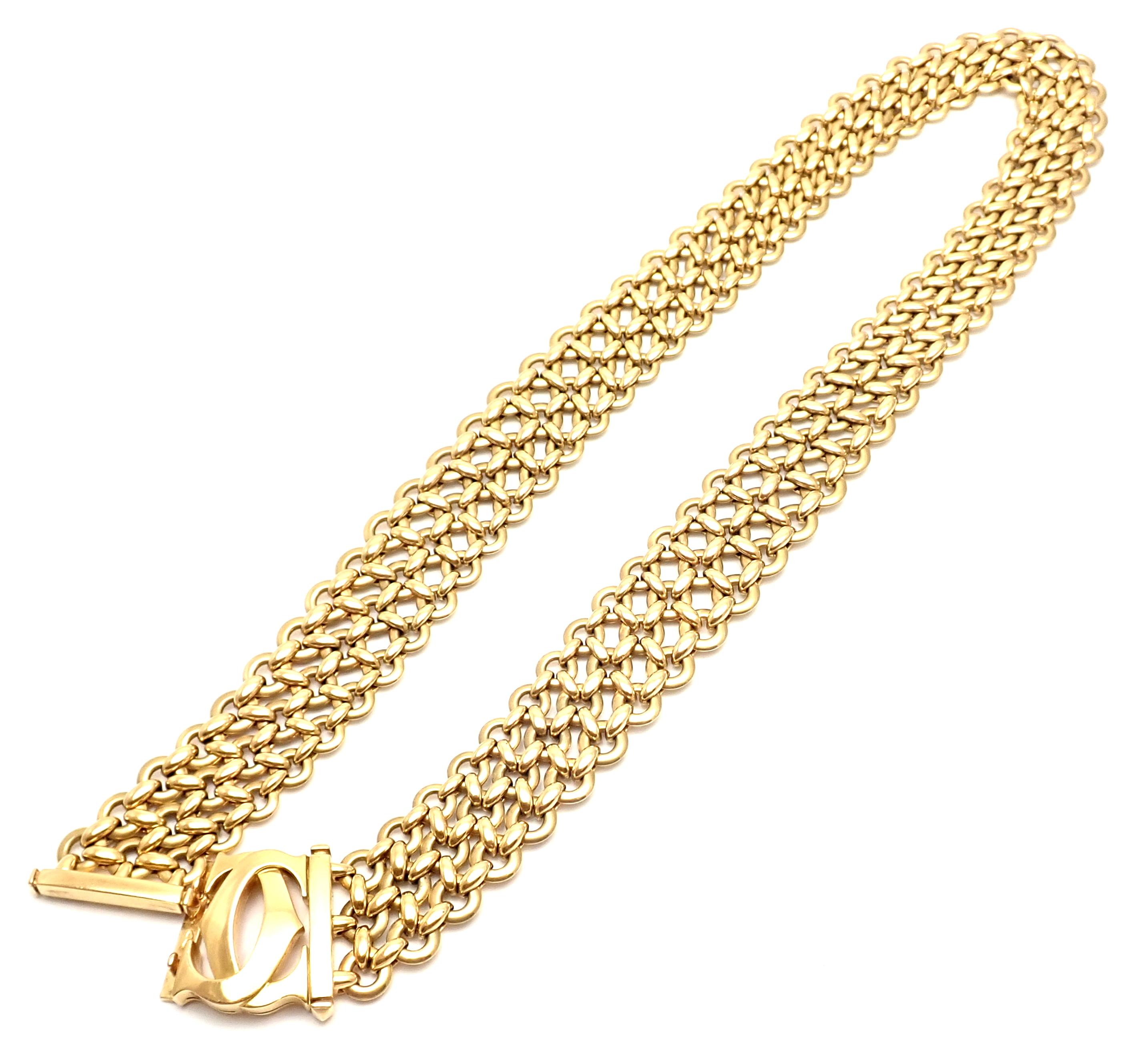 Women's or Men's Cartier Penelope Double C Three-Row Yellow Gold Link Necklace