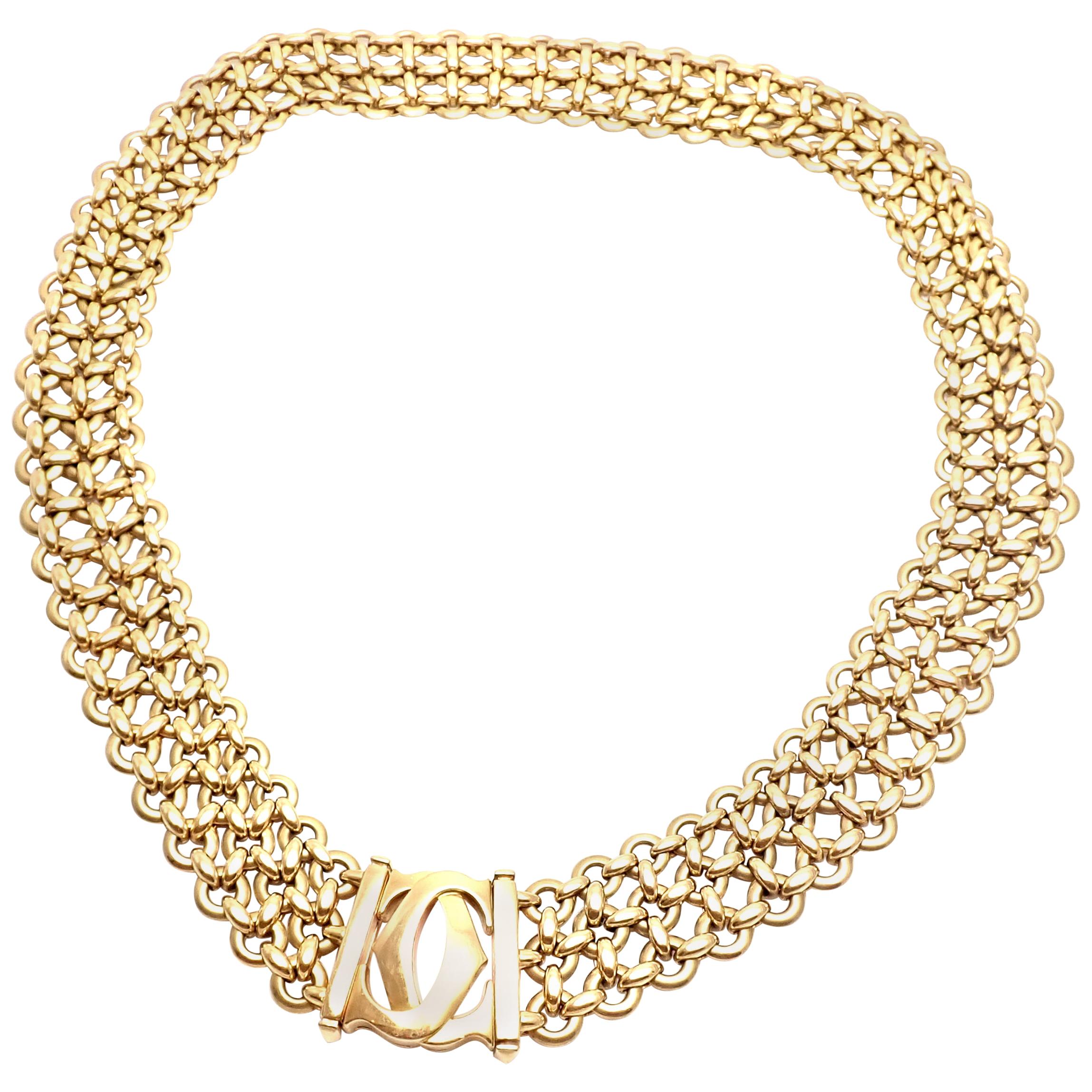 Cartier Penelope Double C Three-Row Yellow Gold Link Necklace
