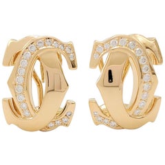 Cartier 'Penelope' Double-C Yellow Gold and Diamond Earrings