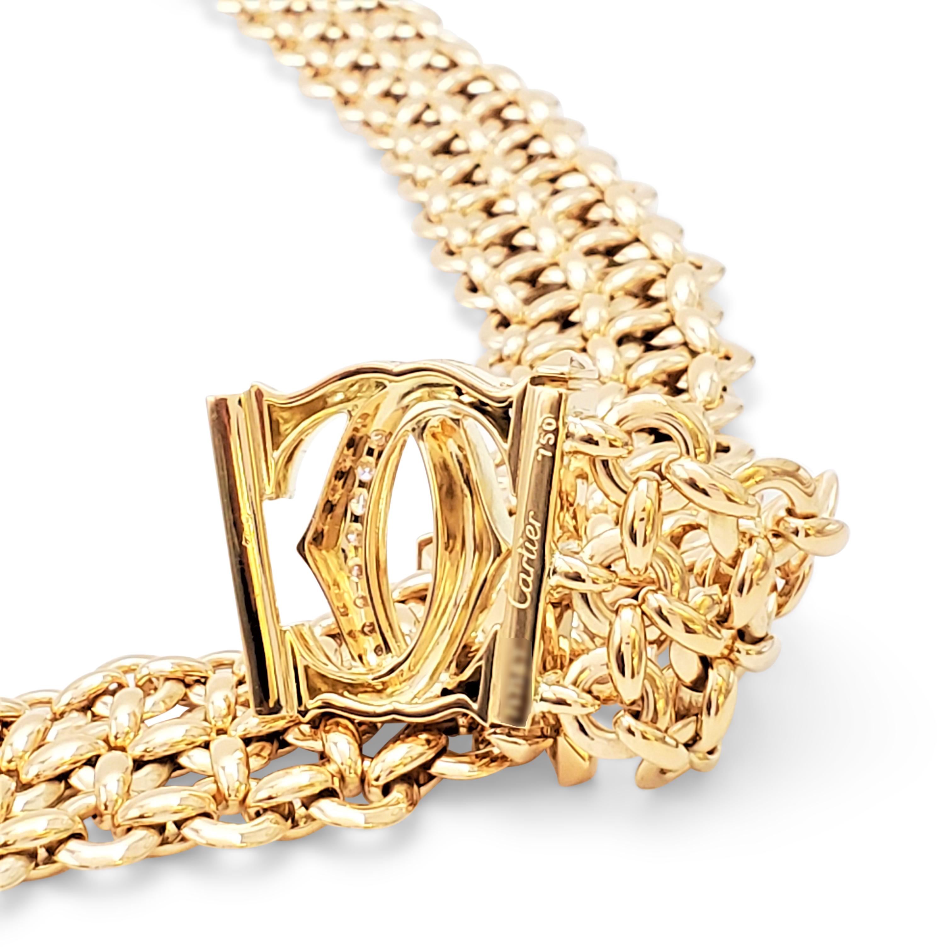 Cartier 'Penelope' Double-C Yellow Gold and Diamond Necklace In Excellent Condition In New York, NY