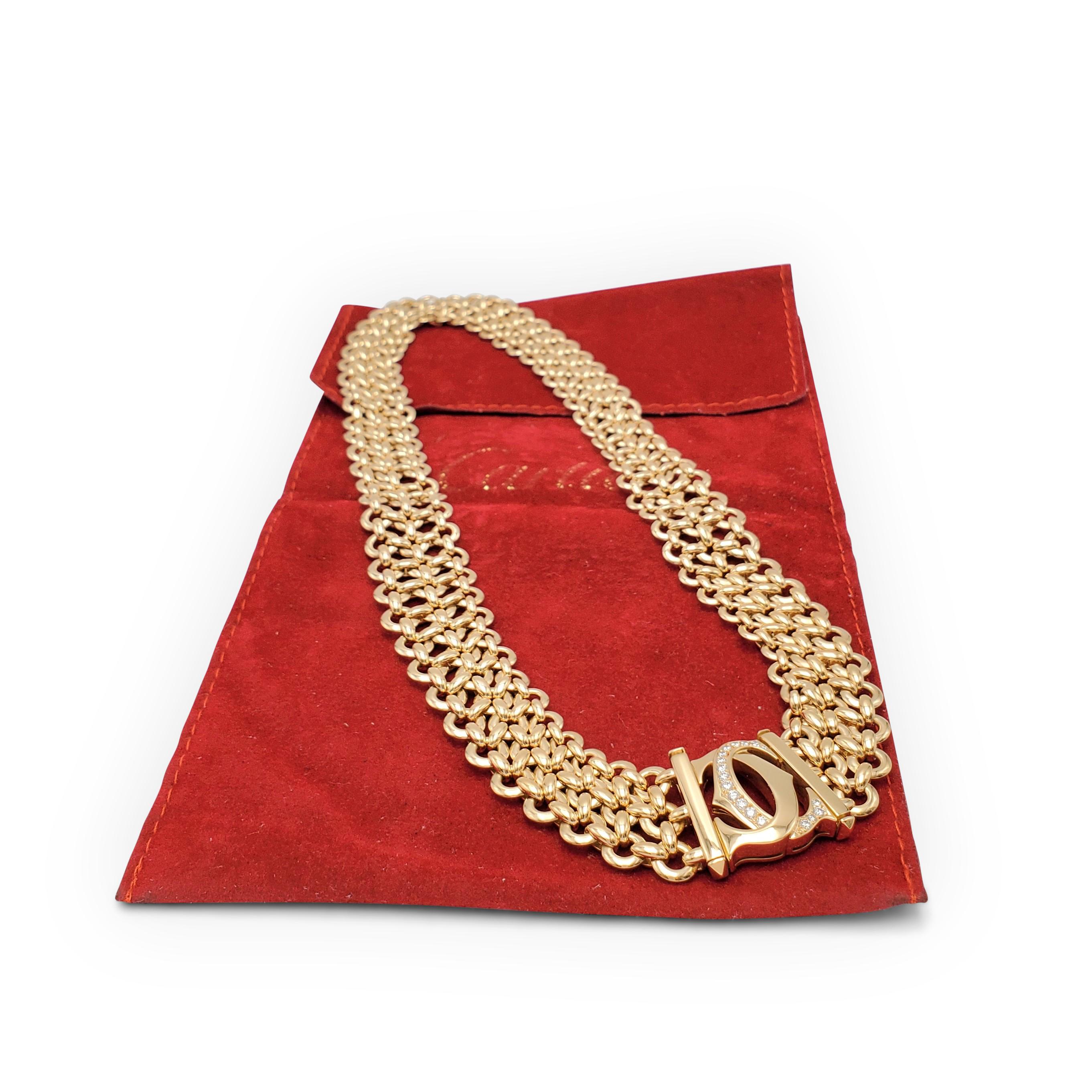 Women's or Men's Cartier 'Penelope' Double-C Yellow Gold and Diamond Necklace