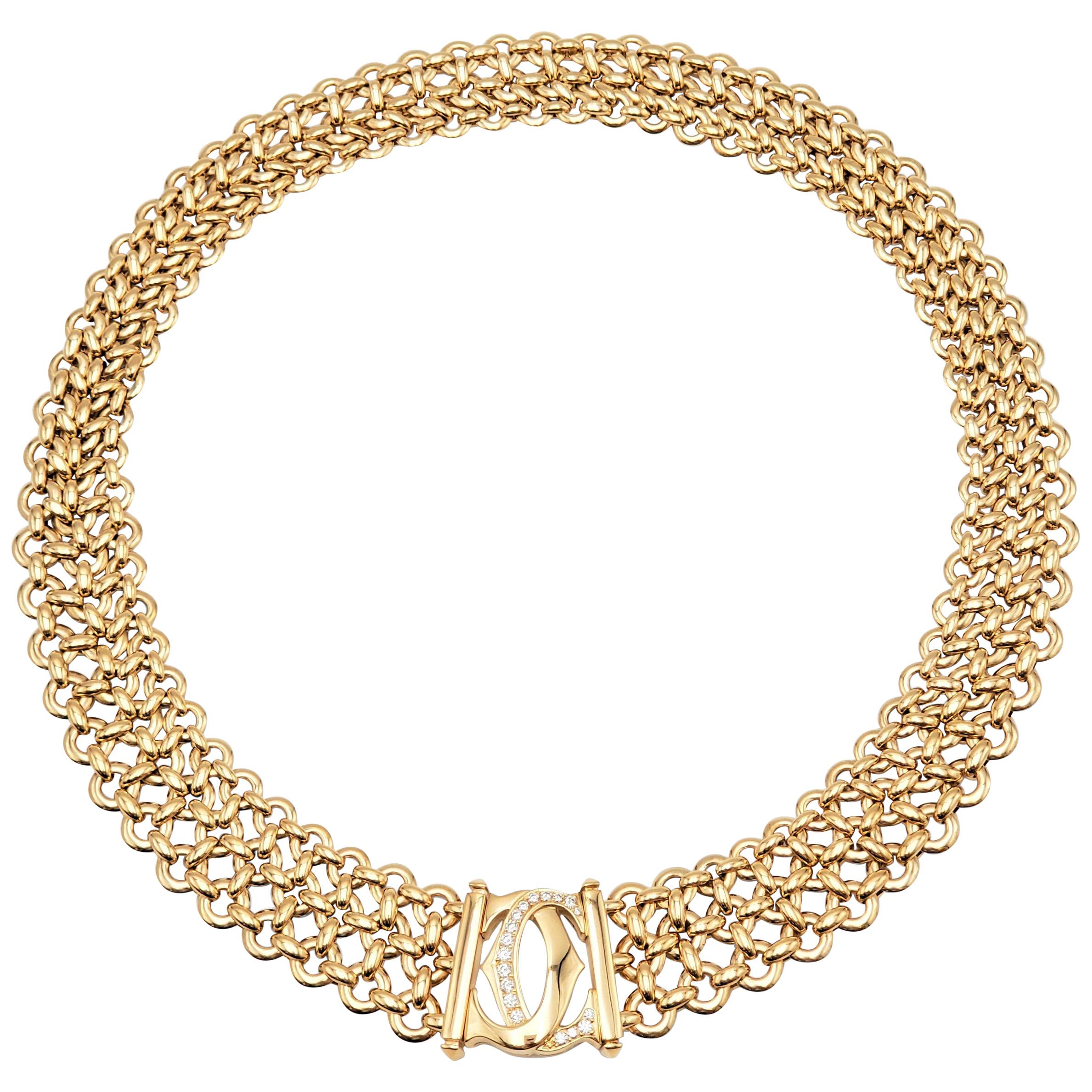 Cartier 'Penelope' Double-C Yellow Gold and Diamond Necklace