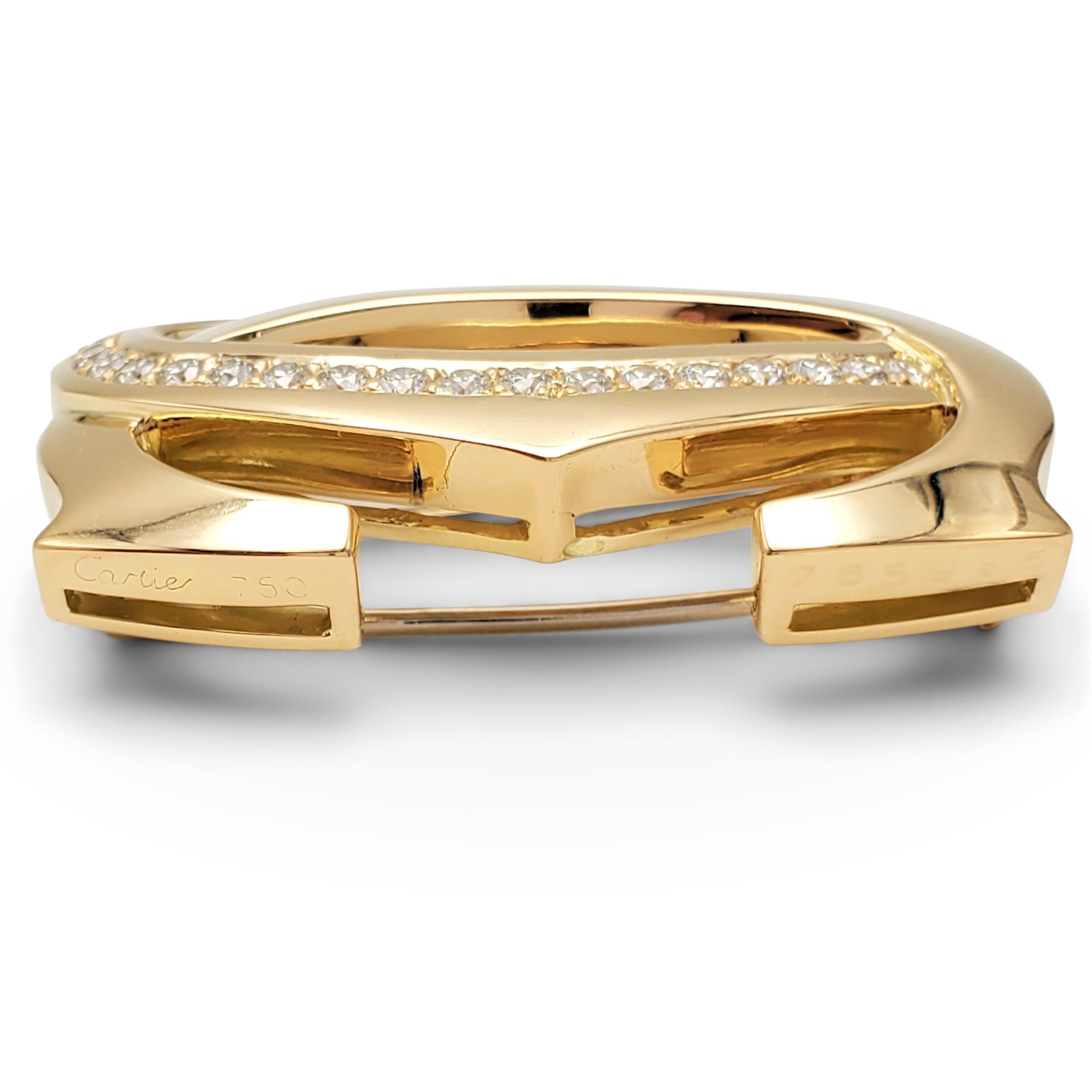 Cartier 'Penelope' Double-C Yellow Gold and Diamond Pin In Excellent Condition In New York, NY