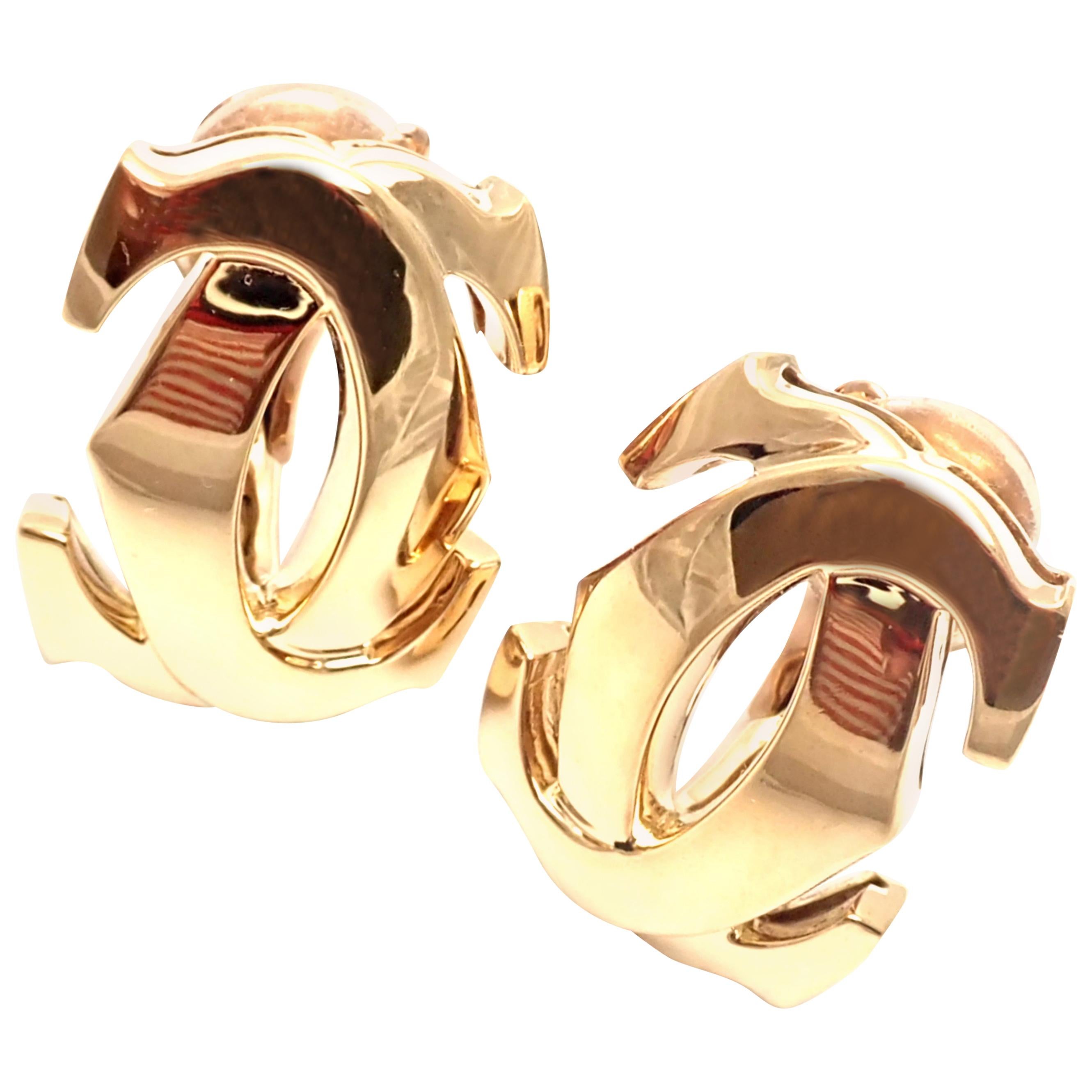 Cartier Penelope Double C Yellow Gold Large Earrings