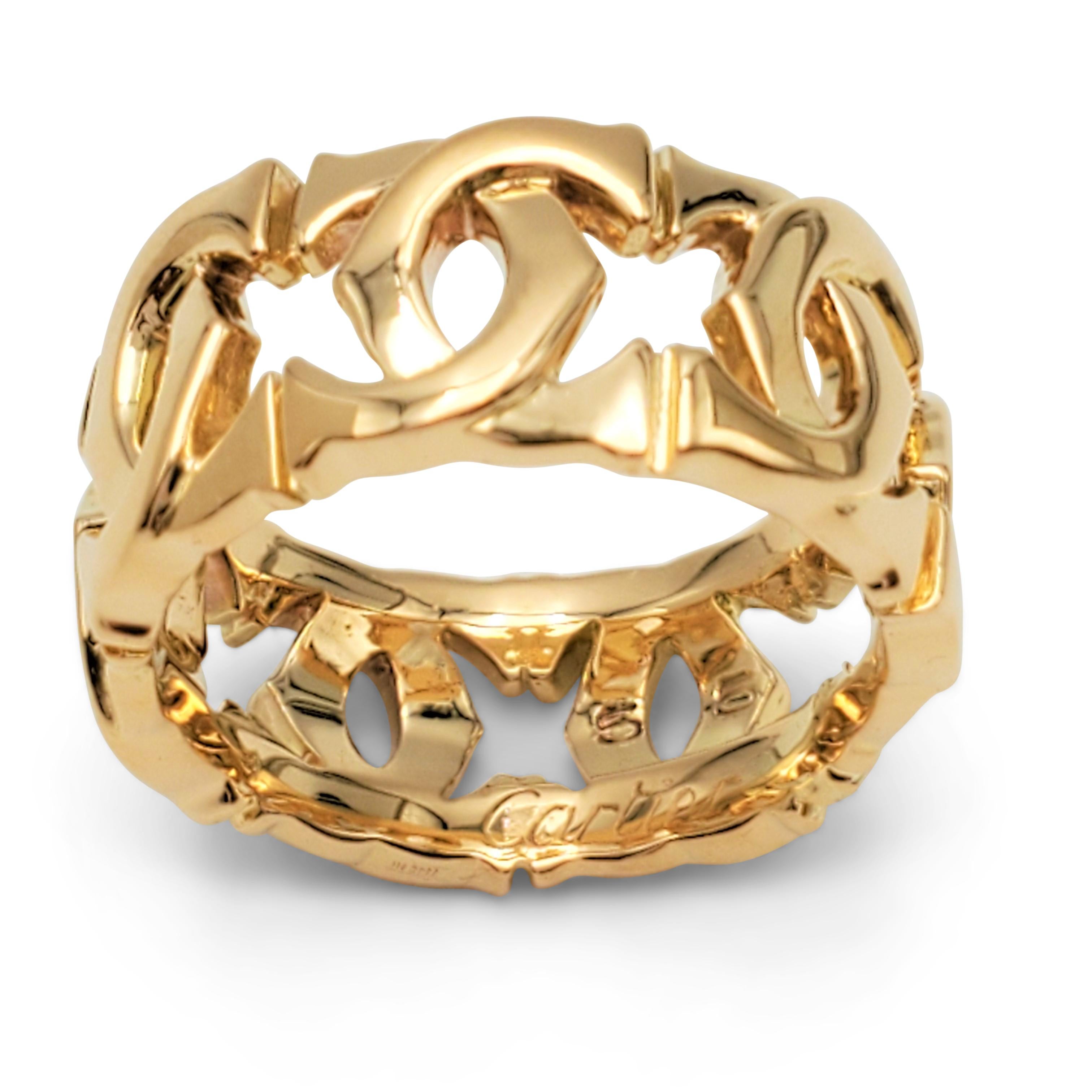 Cartier 'Penelope' Double-C Yellow Gold Ring In Excellent Condition In New York, NY