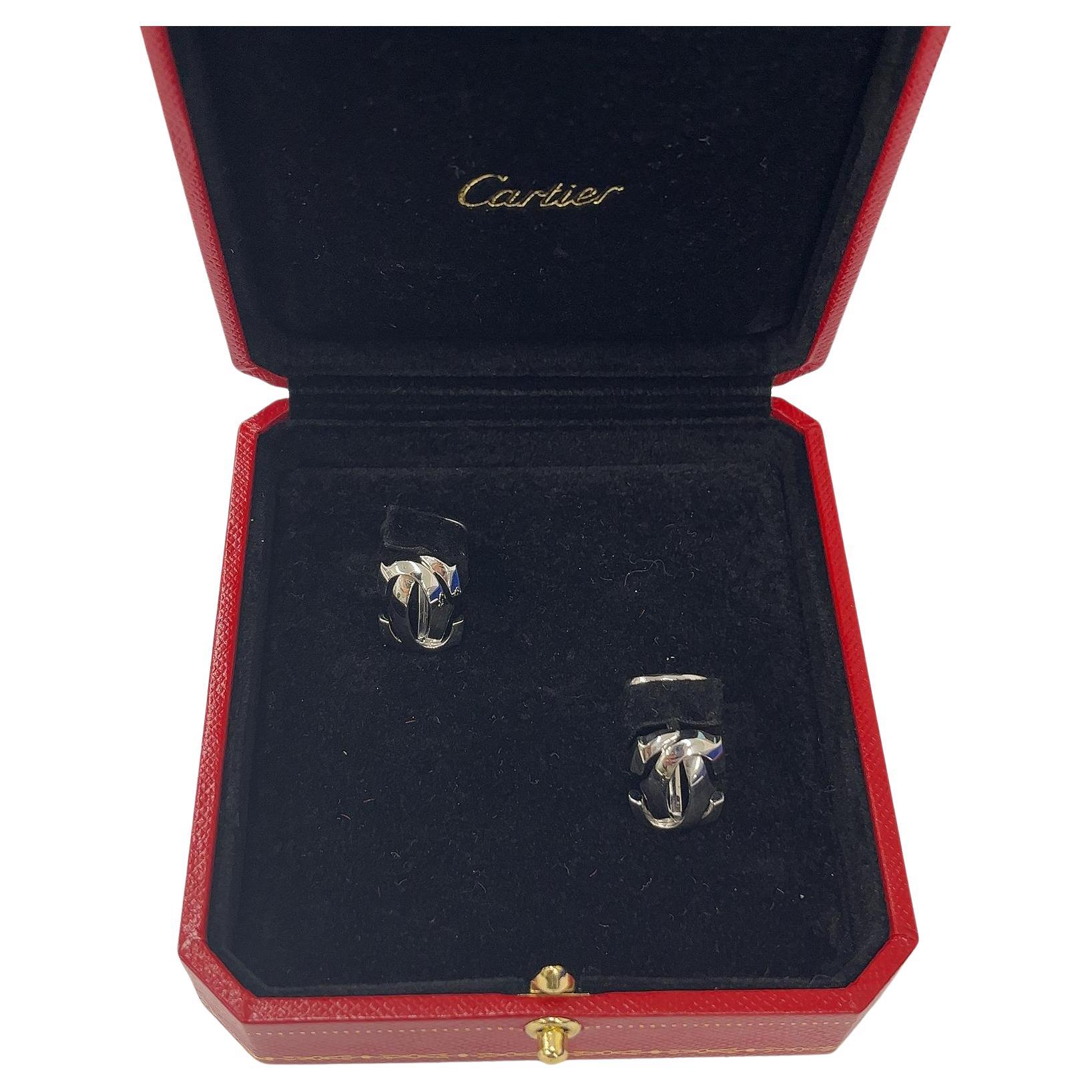 Cartier Penelope Logo Swivel Back Vintage 18ct White Gold Cufflinks