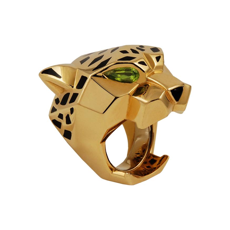Cartier Peridot and Onyx Panther Head Ring