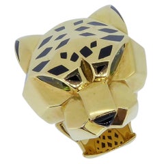 Cartier Peridot, Onyx, Enamel and 18 Carat Yellow Gold Panthere Ring