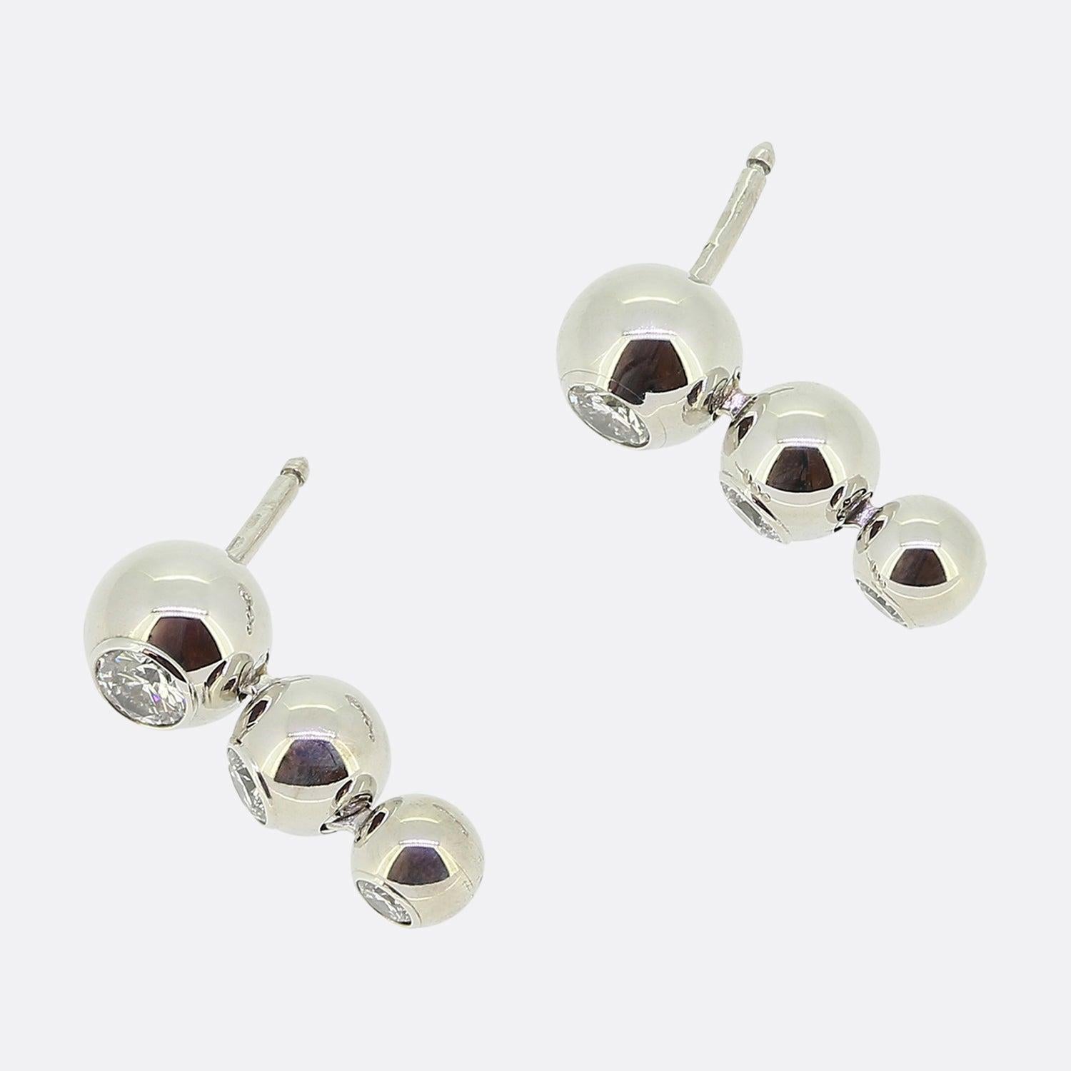 Brilliant Cut Cartier Perle de Diamants Drop Earrings