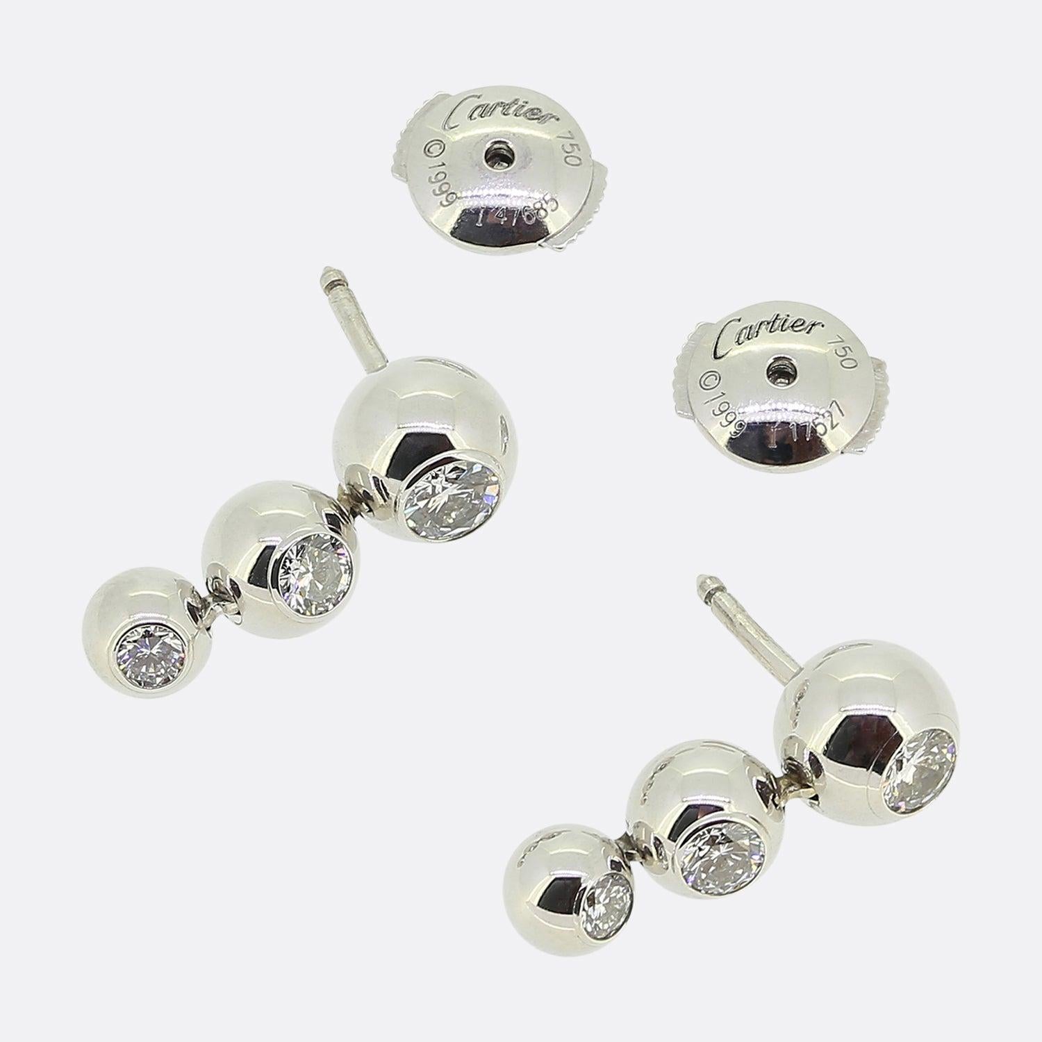Cartier Perle de Diamants Drop Earrings In Good Condition In London, GB