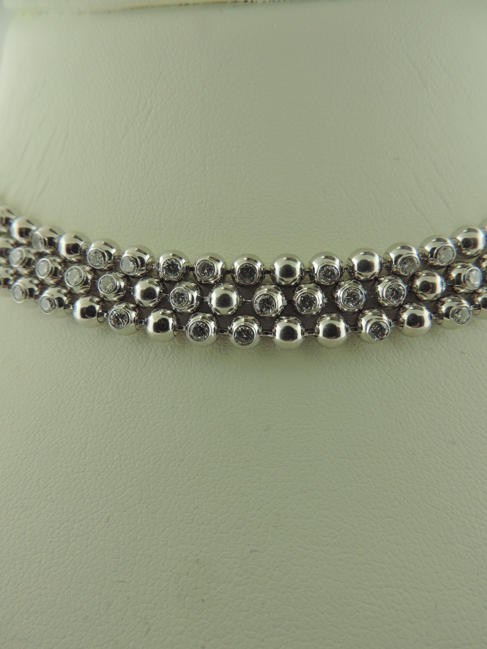 Modern Cartier Perles De Diamantes 18 Karat White Gold Choker Necklace  For Sale