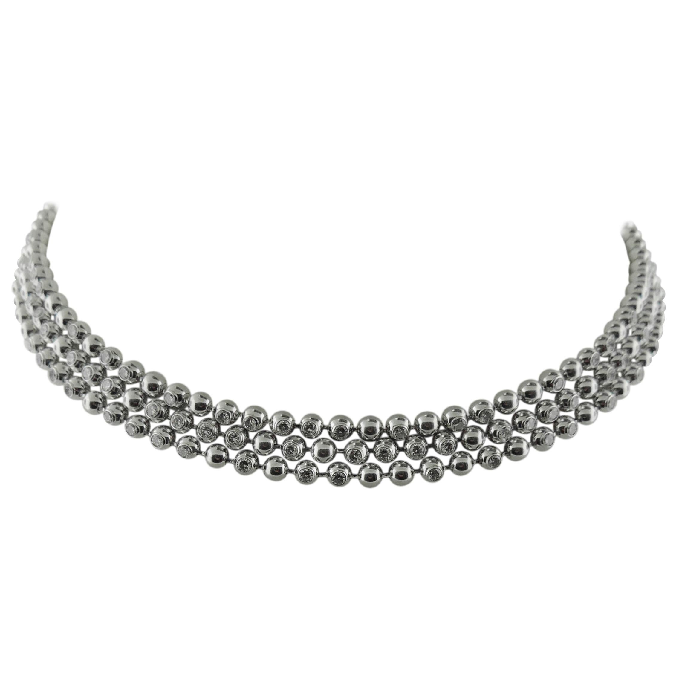 Cartier Perles De Diamantes 18 Karat White Gold Choker Necklace  For Sale