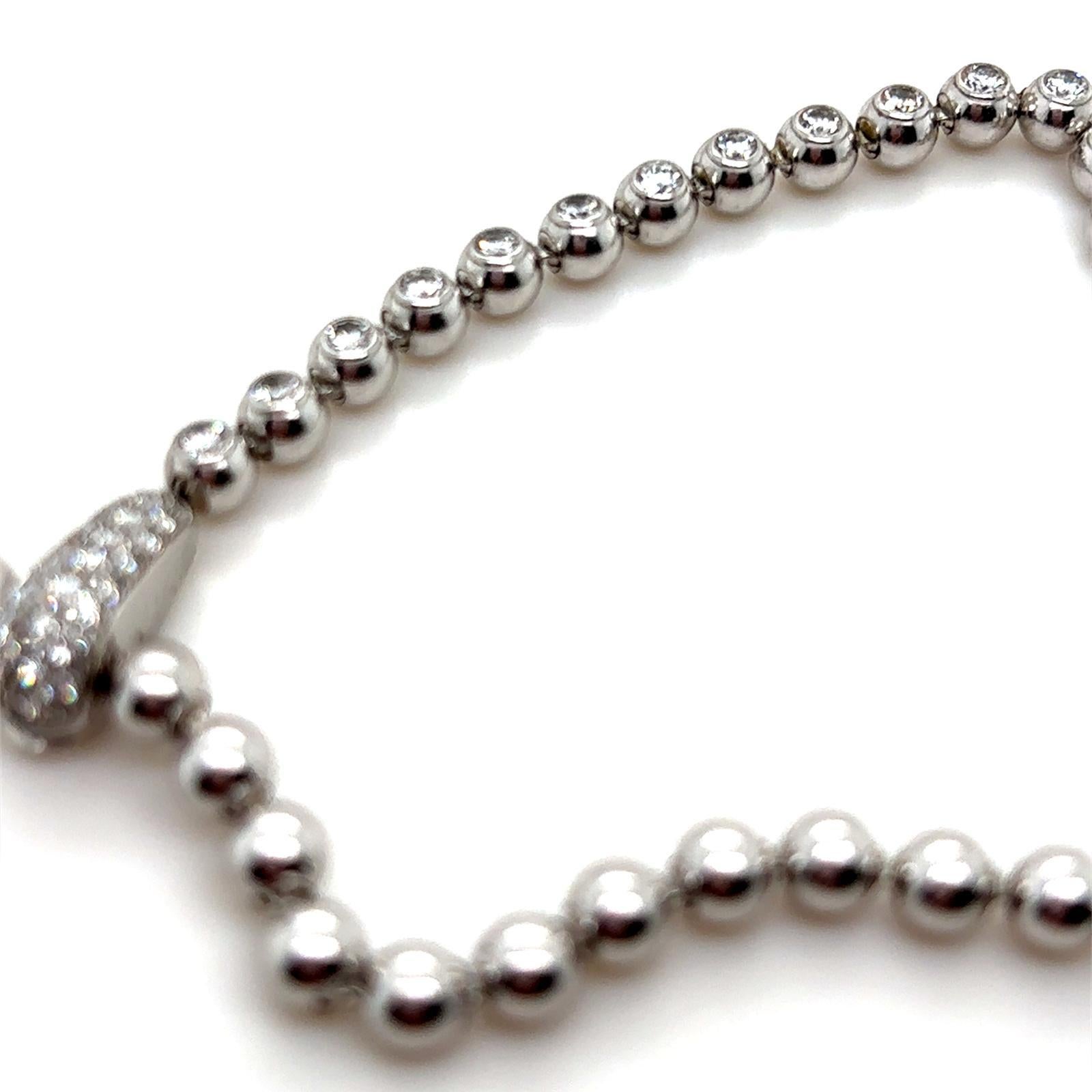 Retro Cartier Perles de Diamants 18 Karat White Gold Diamond Necklace