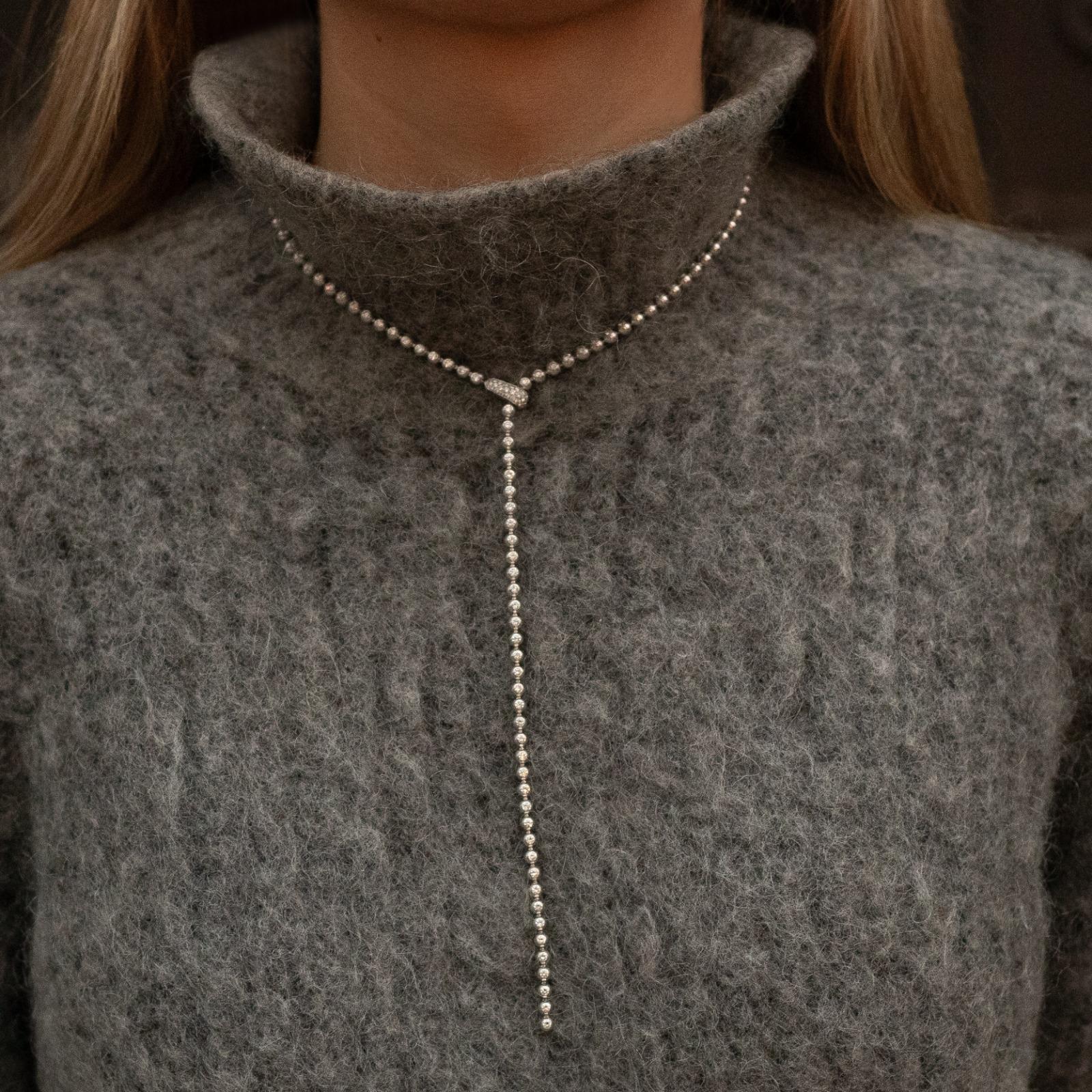 Women's Cartier Perles de Diamants 18 Karat White Gold Diamond Necklace