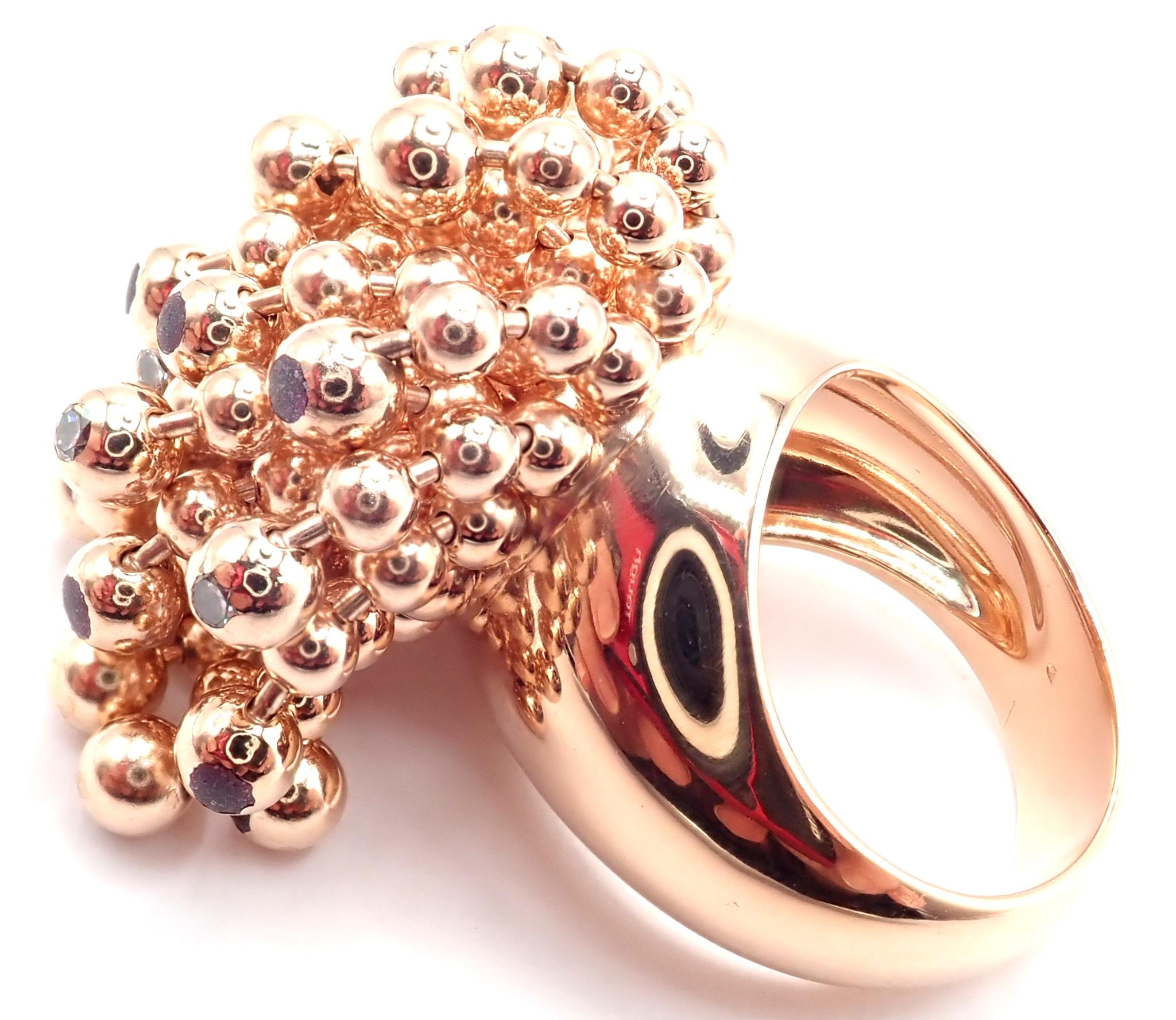 Brilliant Cut Cartier Perruque Paris Nouvelle Vague Diamond Pink Sapphire Rose Gold Ring For Sale