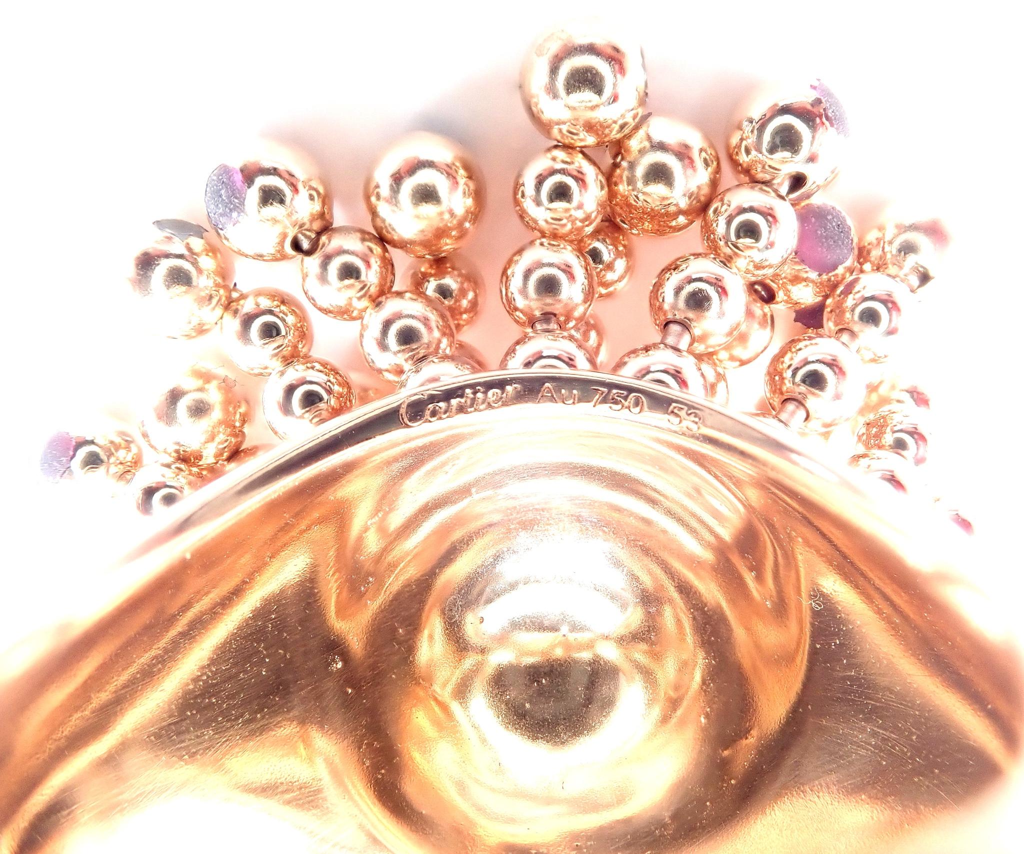 Women's or Men's Cartier Perruque Paris Nouvelle Vague Diamond Pink Sapphire Rose Gold Ring For Sale
