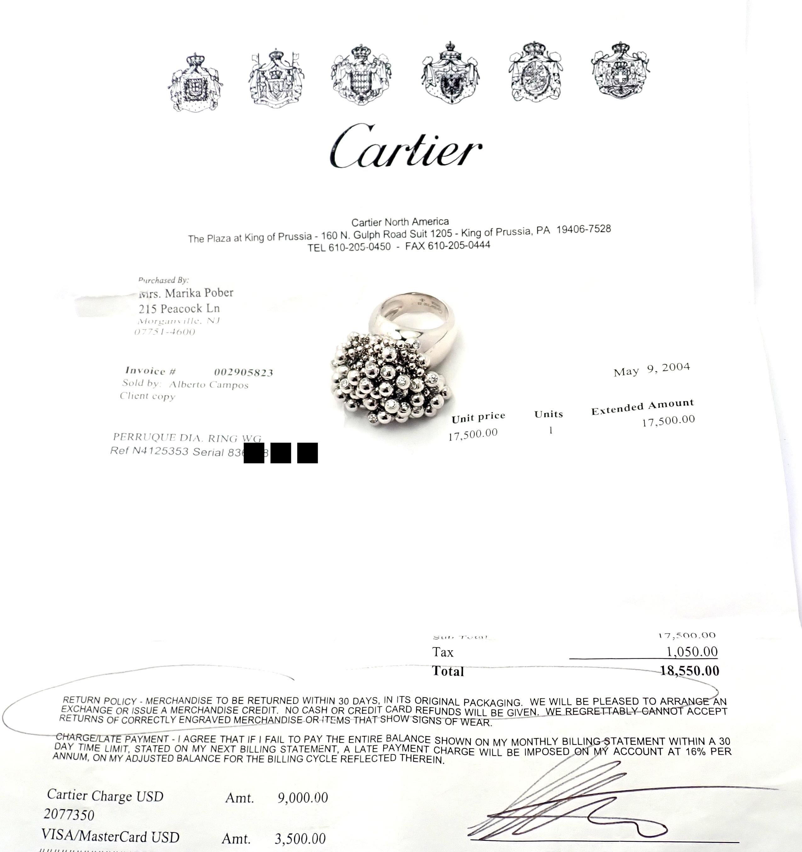 Cartier Perruque Paris Nouvelle Vague Diamantring aus Weißgold mit Diamanten im Zustand „Hervorragend“ im Angebot in Holland, PA