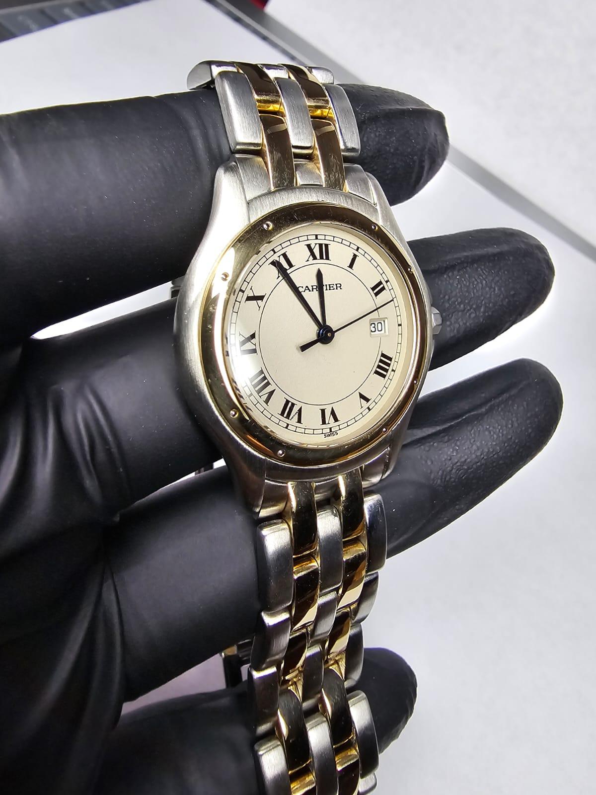 Cartier Phantere 33mm cougar two-roll two tone In Good Condition For Sale In San Fernando, CA