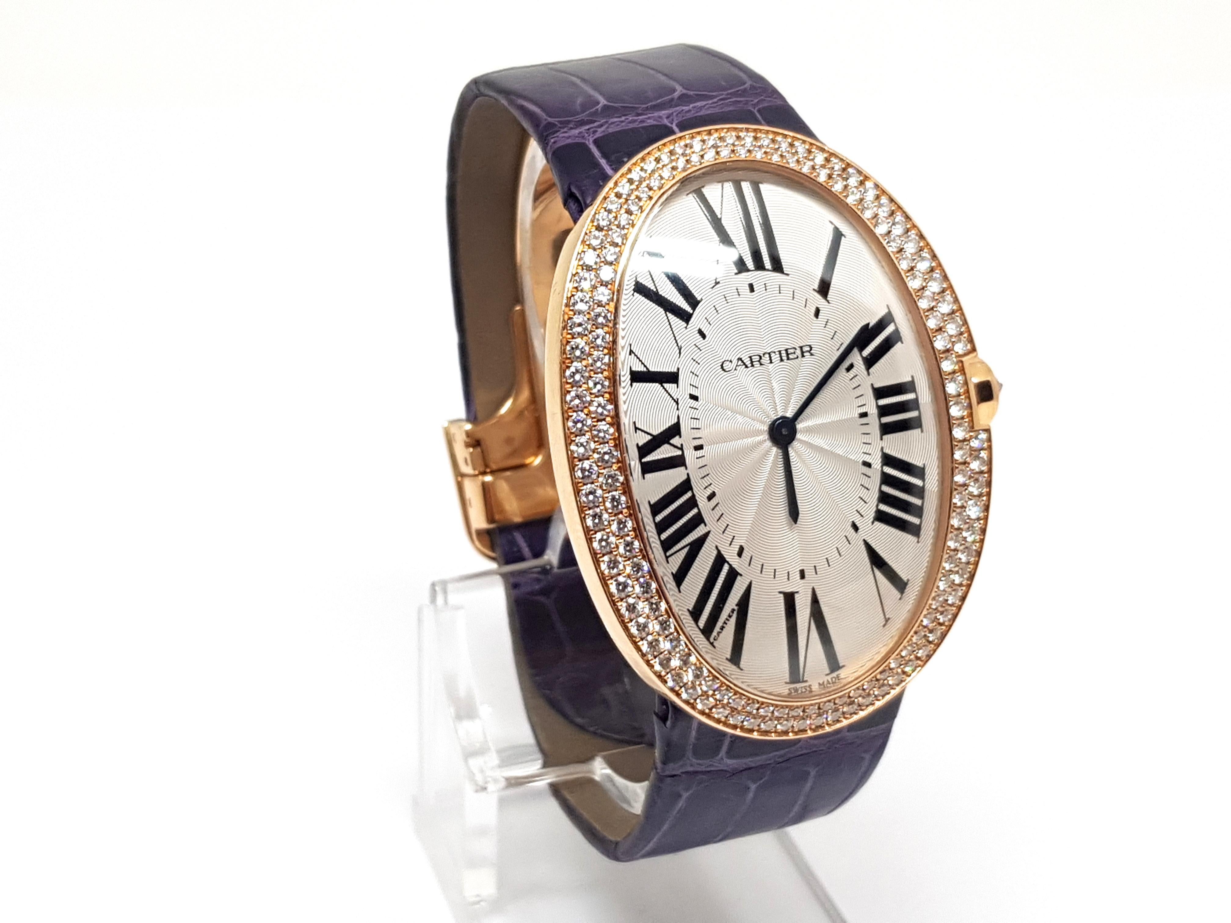 Cartier Pink Gold Diamond Baignoire Large Model Manual Wristwatch 2